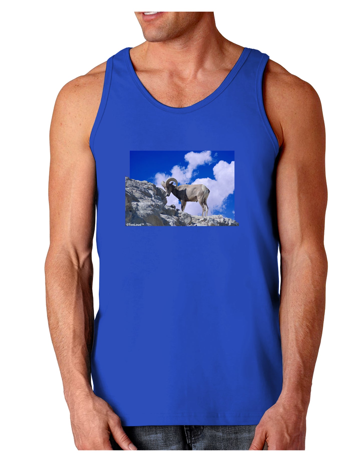 Bighorn Ram Dark Loose Tank Top-Mens Loose Tank Top-TooLoud-Royal Blue-Small-Davson Sales