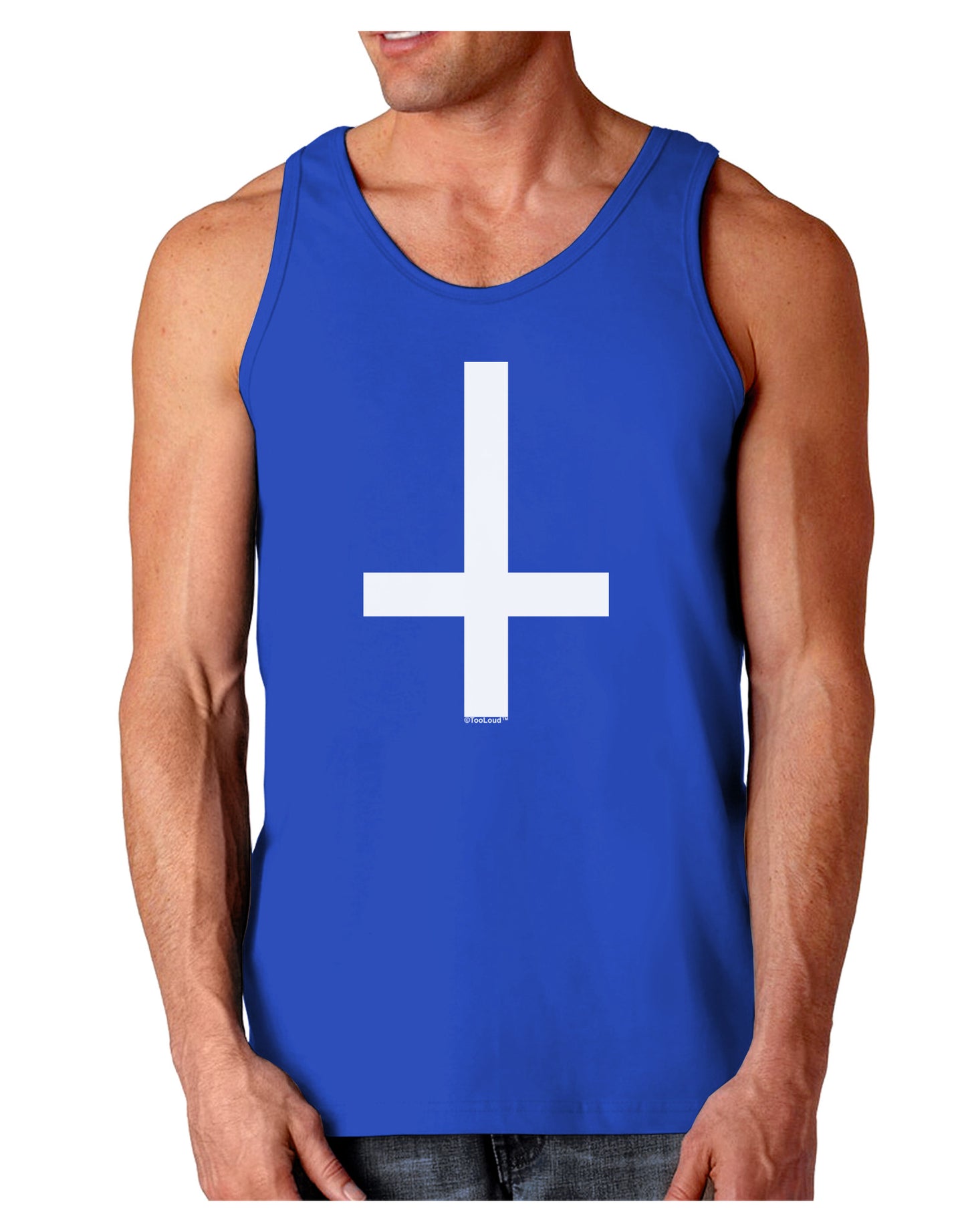 Inverted Cross Dark Loose Tank Top-Mens Loose Tank Top-TooLoud-Royal Blue-Small-Davson Sales