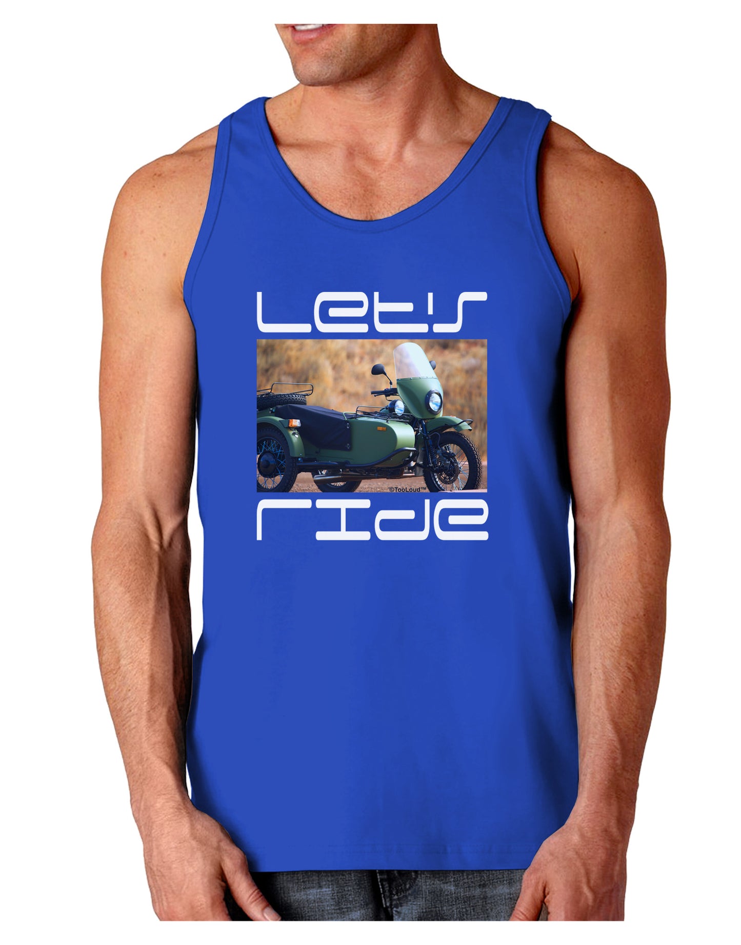 Lets Ride Sidecar Motorcycle Dark Loose Tank Top-Mens Loose Tank Top-TooLoud-Royal Blue-Small-Davson Sales