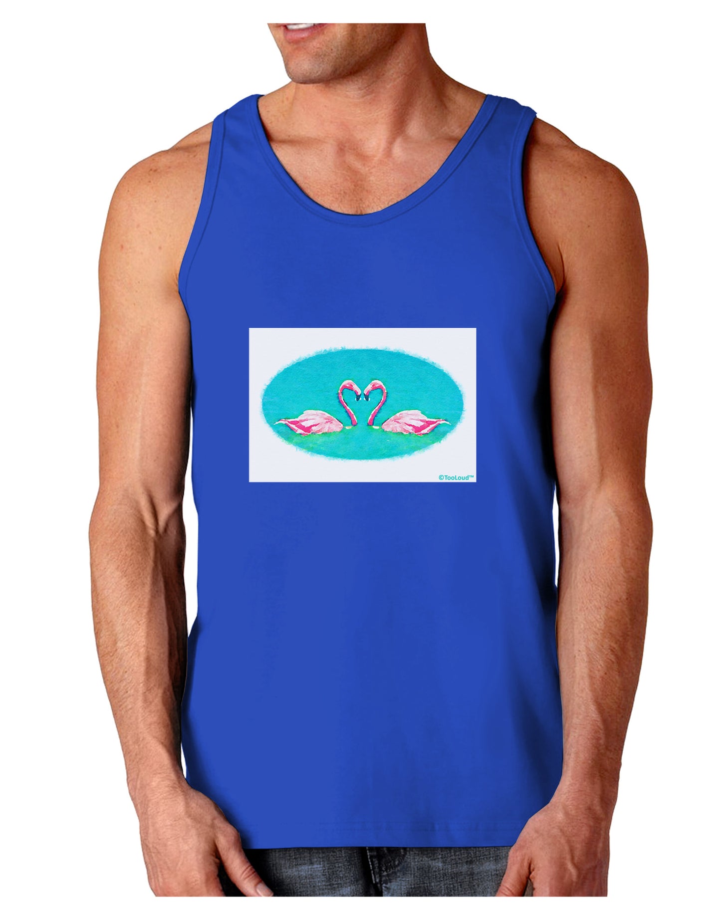 Love Birds - Flamingos Watercolor Dark Loose Tank Top-Mens Loose Tank Top-TooLoud-Royal Blue-Small-Davson Sales