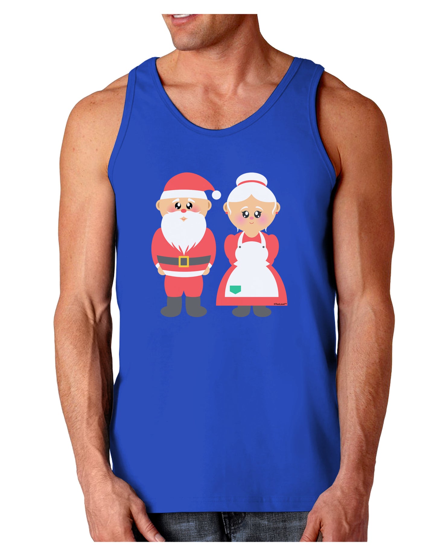 Cute Mr and Mrs Santa Claus Couple Christmas Dark Loose Tank Top-Mens Loose Tank Top-TooLoud-Royal Blue-Small-Davson Sales