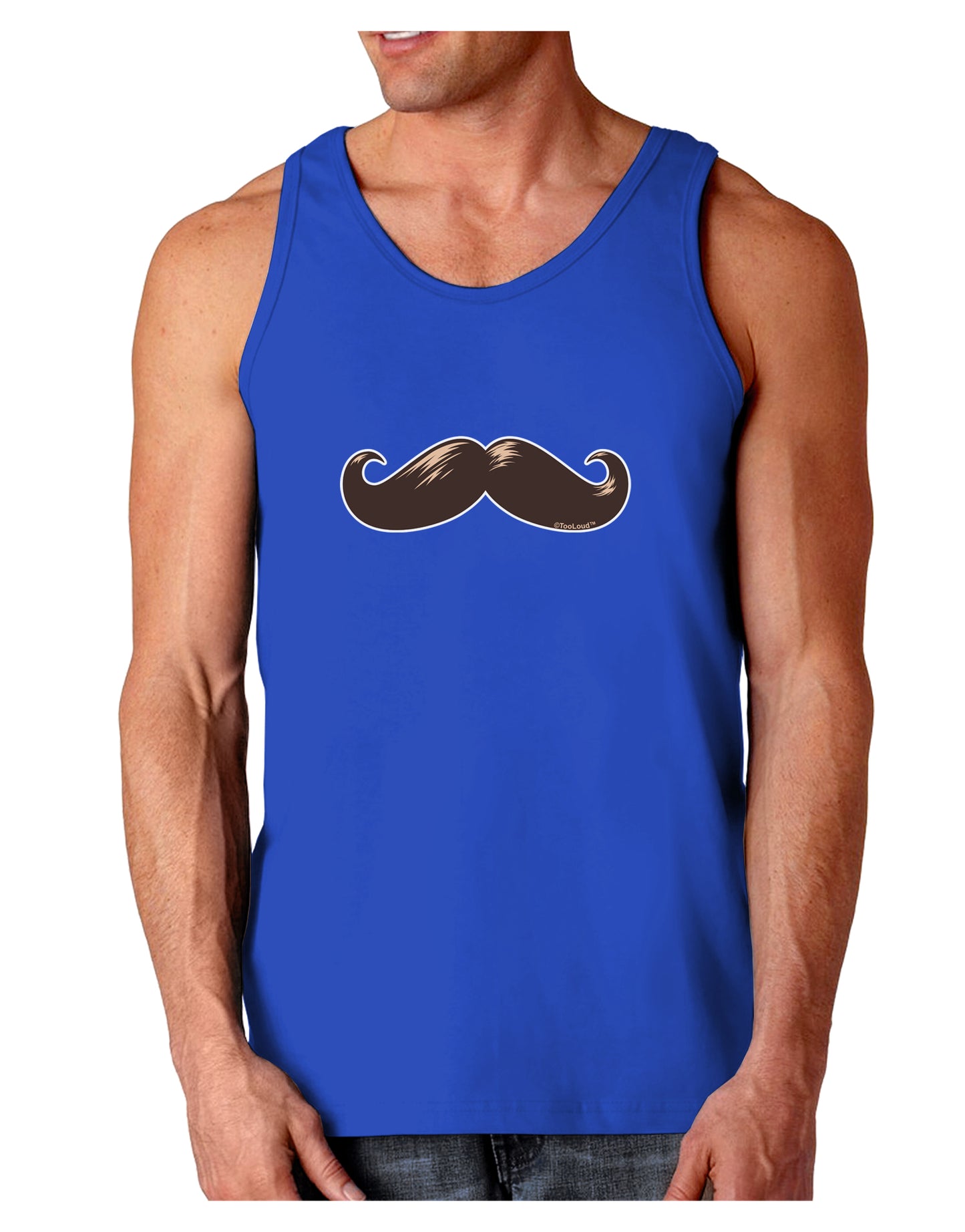Big Brown Mustache Dark Loose Tank Top-Mens Loose Tank Top-TooLoud-Royal Blue-Small-Davson Sales