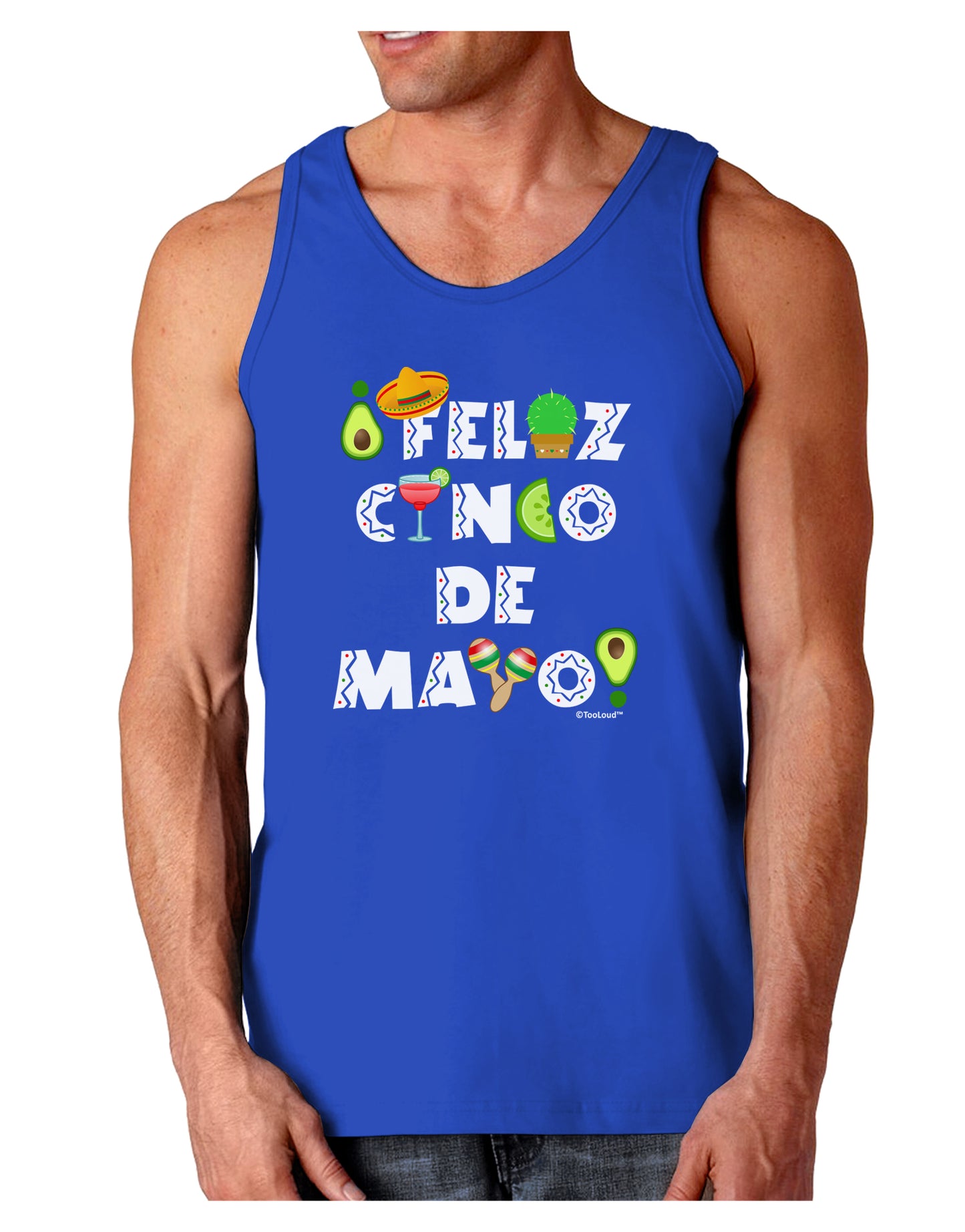Feliz Cinco de Mayo - Fiesta Icons Dark Loose Tank Top by TooLoud-Mens Loose Tank Top-TooLoud-Royal Blue-Small-Davson Sales