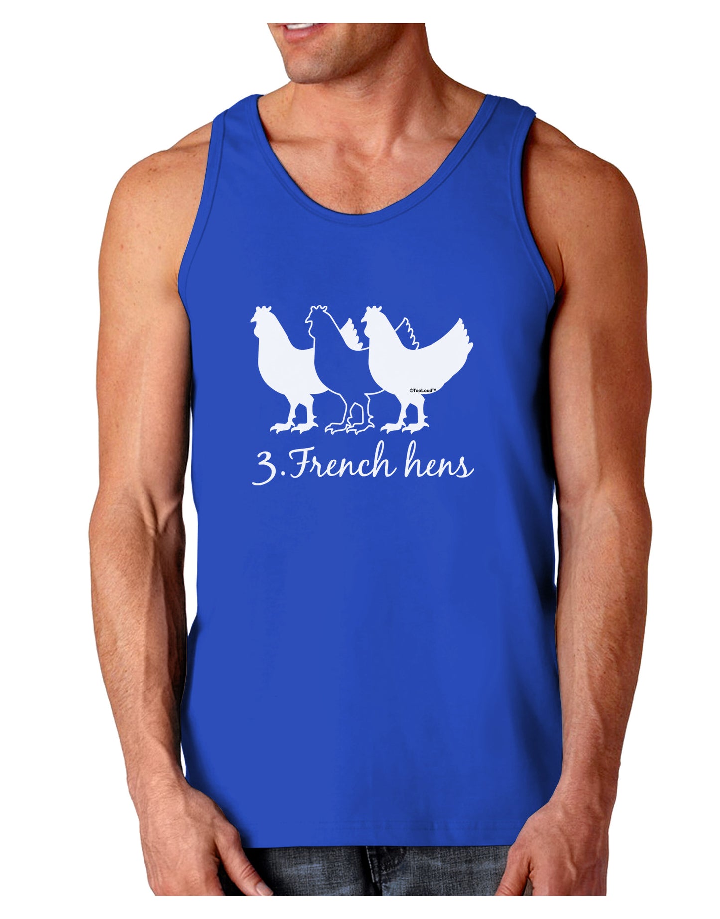 Three French Hens Text Dark Loose Tank Top-Mens Loose Tank Top-TooLoud-Royal Blue-Small-Davson Sales