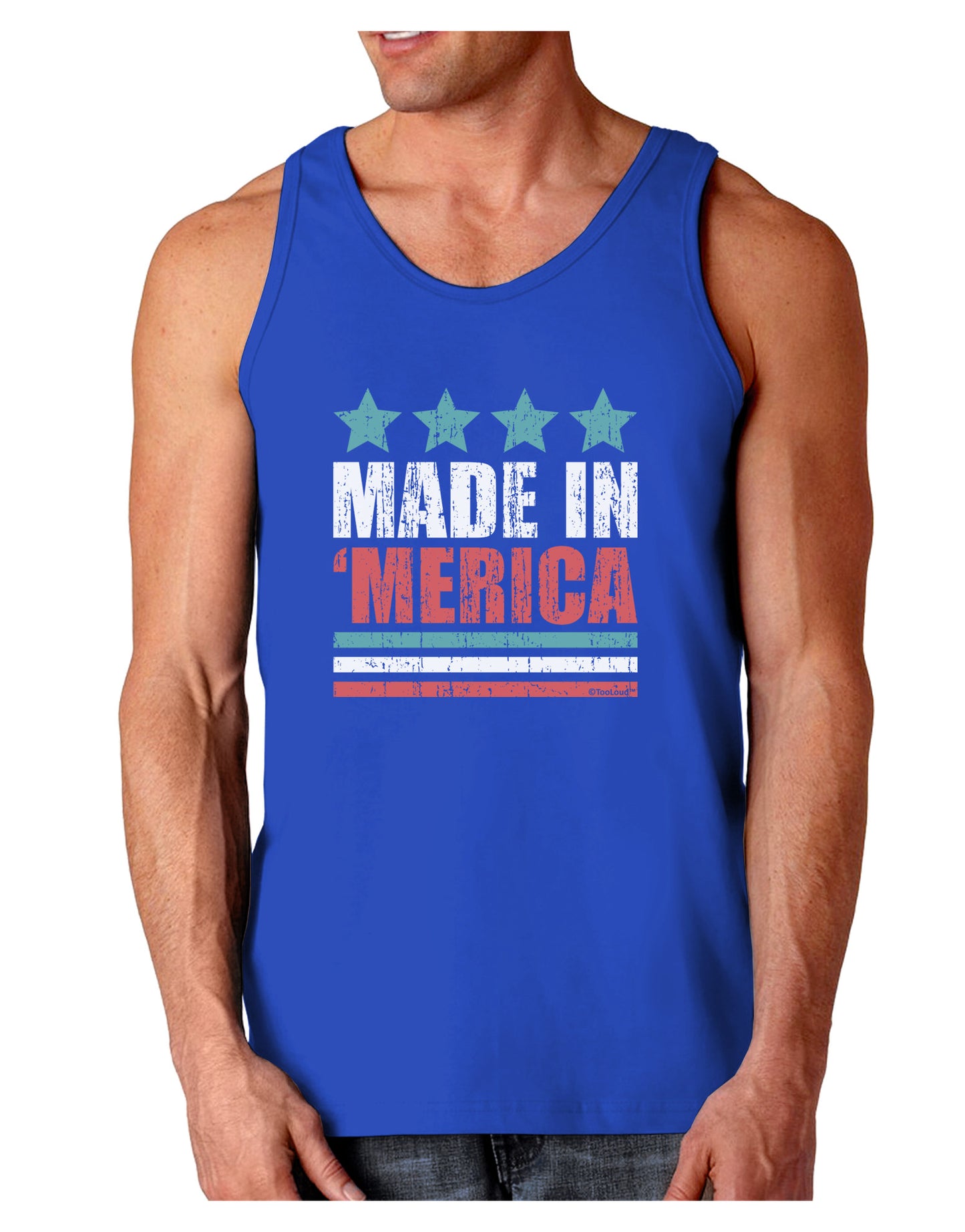 Made in Merica - Stars and Stripes Color Design Dark Loose Tank Top-Mens Loose Tank Top-TooLoud-Royal Blue-Small-Davson Sales