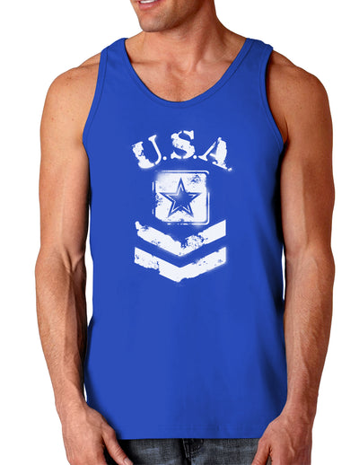 USA Military Army Stencil Logo Dark Loose Tank Top-Mens Loose Tank Top-TooLoud-Royal Blue-Small-Davson Sales