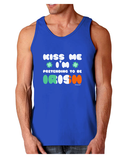 Kiss Me I'm Pretending to Be Irish Dark Loose Tank Top by TooLoud-Mens Loose Tank Top-TooLoud-Royal Blue-Small-Davson Sales