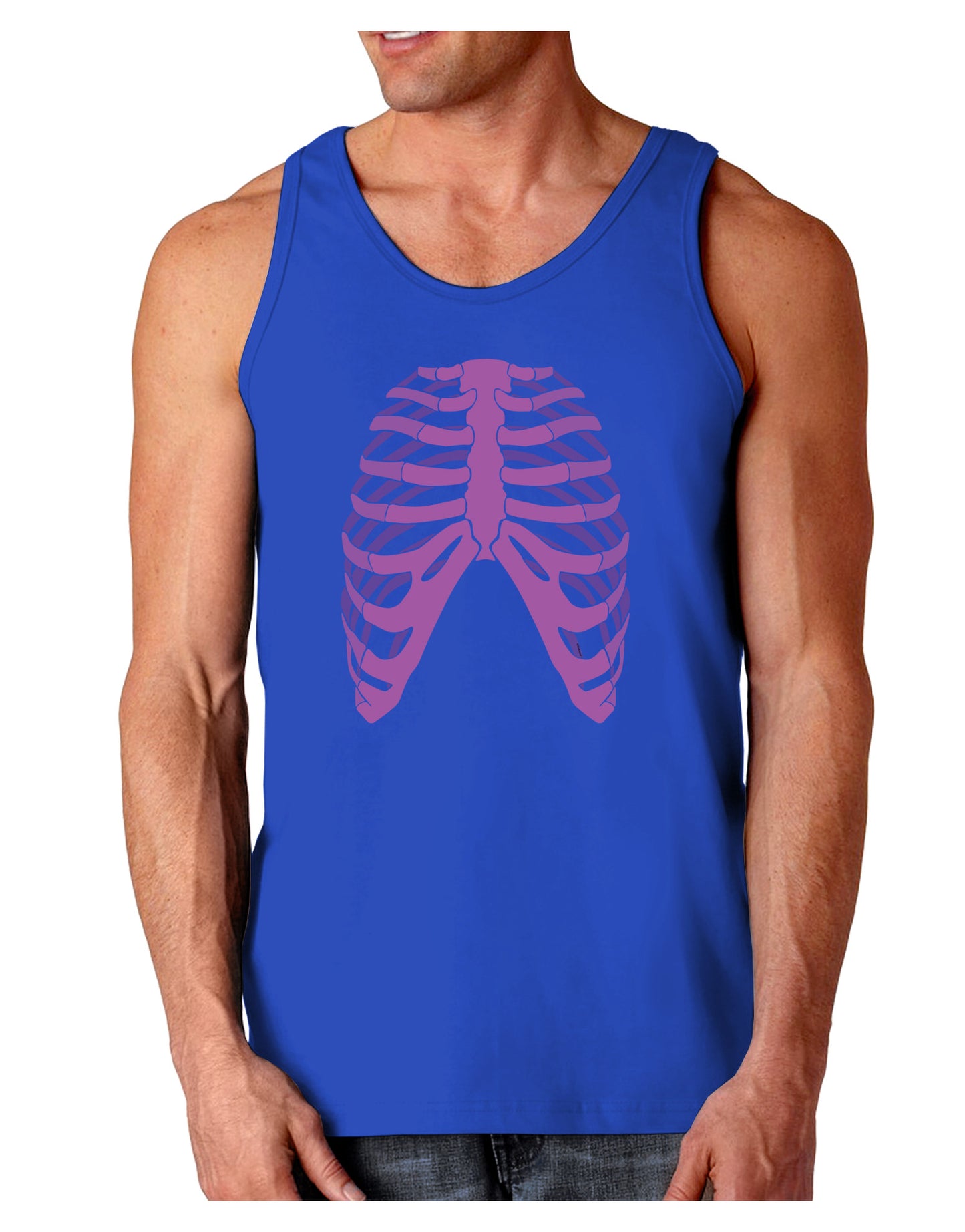 Human Purple Skeleton Bones Ribcage Dark Loose Tank Top-Mens Loose Tank Top-TooLoud-Royal Blue-Small-Davson Sales