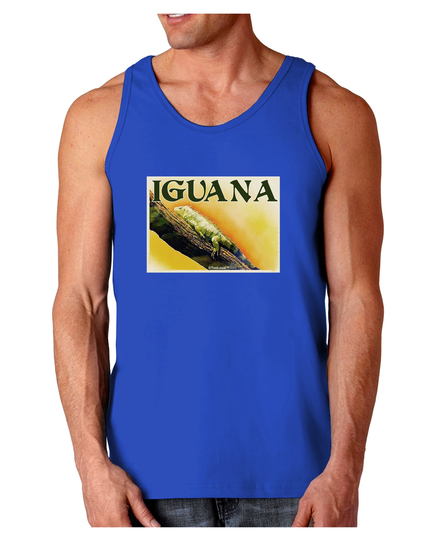 Iguana Watercolor Text Dark Loose Tank Top-Mens Loose Tank Top-TooLoud-Royal Blue-Small-Davson Sales