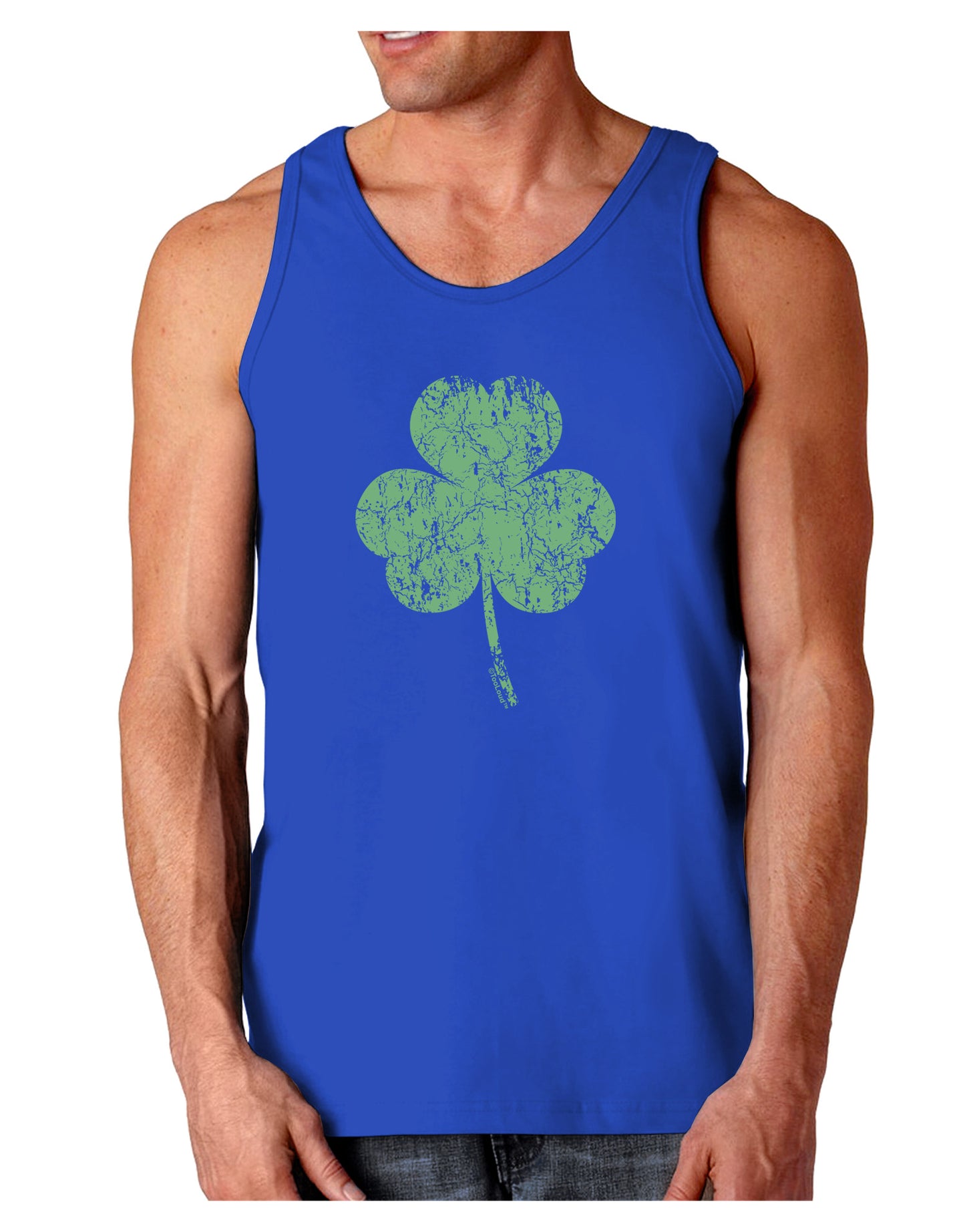 Distressed Traditional Irish Shamrock Dark Loose Tank Top-Mens Loose Tank Top-TooLoud-Royal Blue-Small-Davson Sales