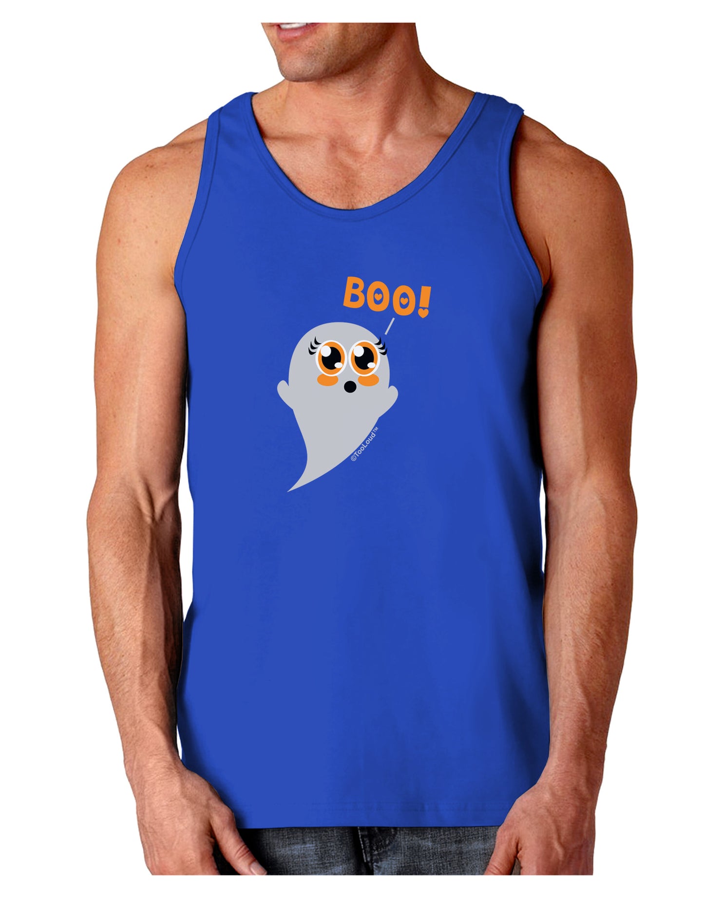 Cute Boo Ghost Dark Loose Tank Top-Mens Loose Tank Top-TooLoud-Royal Blue-Small-Davson Sales