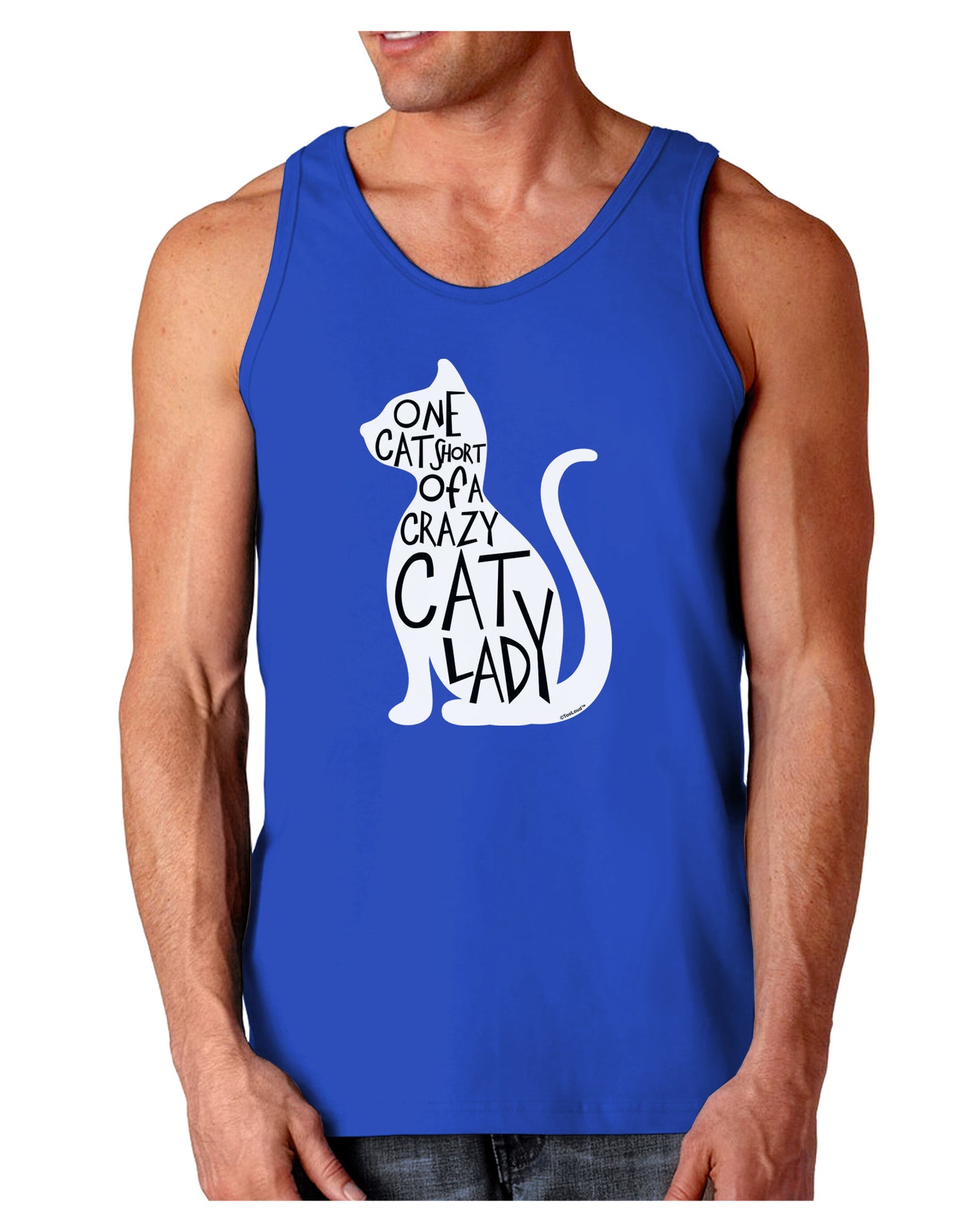 One Cat Short Of A Crazy Cat Lady Dark Loose Tank Top-Mens Loose Tank Top-TooLoud-Royal Blue-Small-Davson Sales