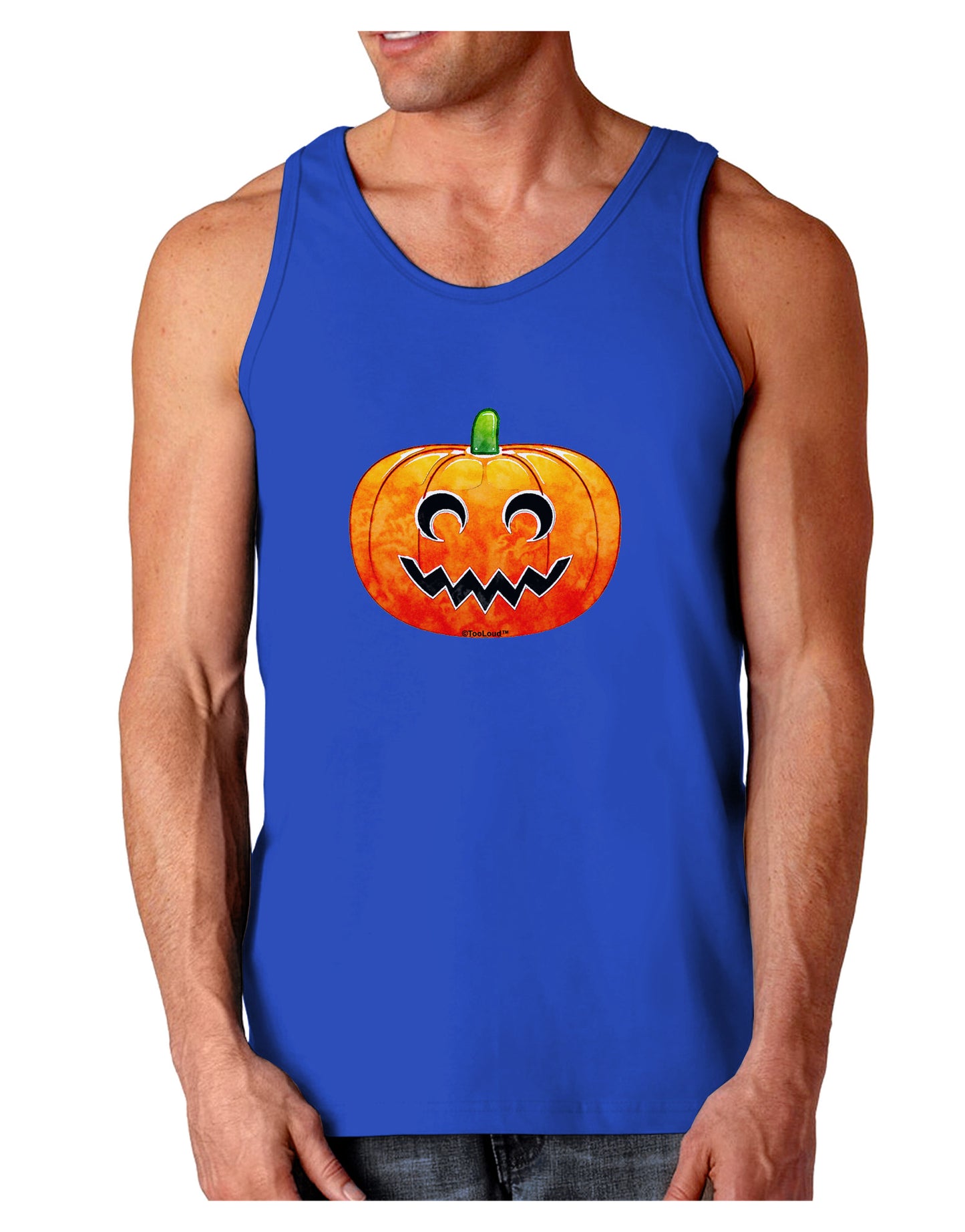 Jack-O-Lantern Watercolor Dark Loose Tank Top-Mens Loose Tank Top-TooLoud-Royal Blue-Small-Davson Sales