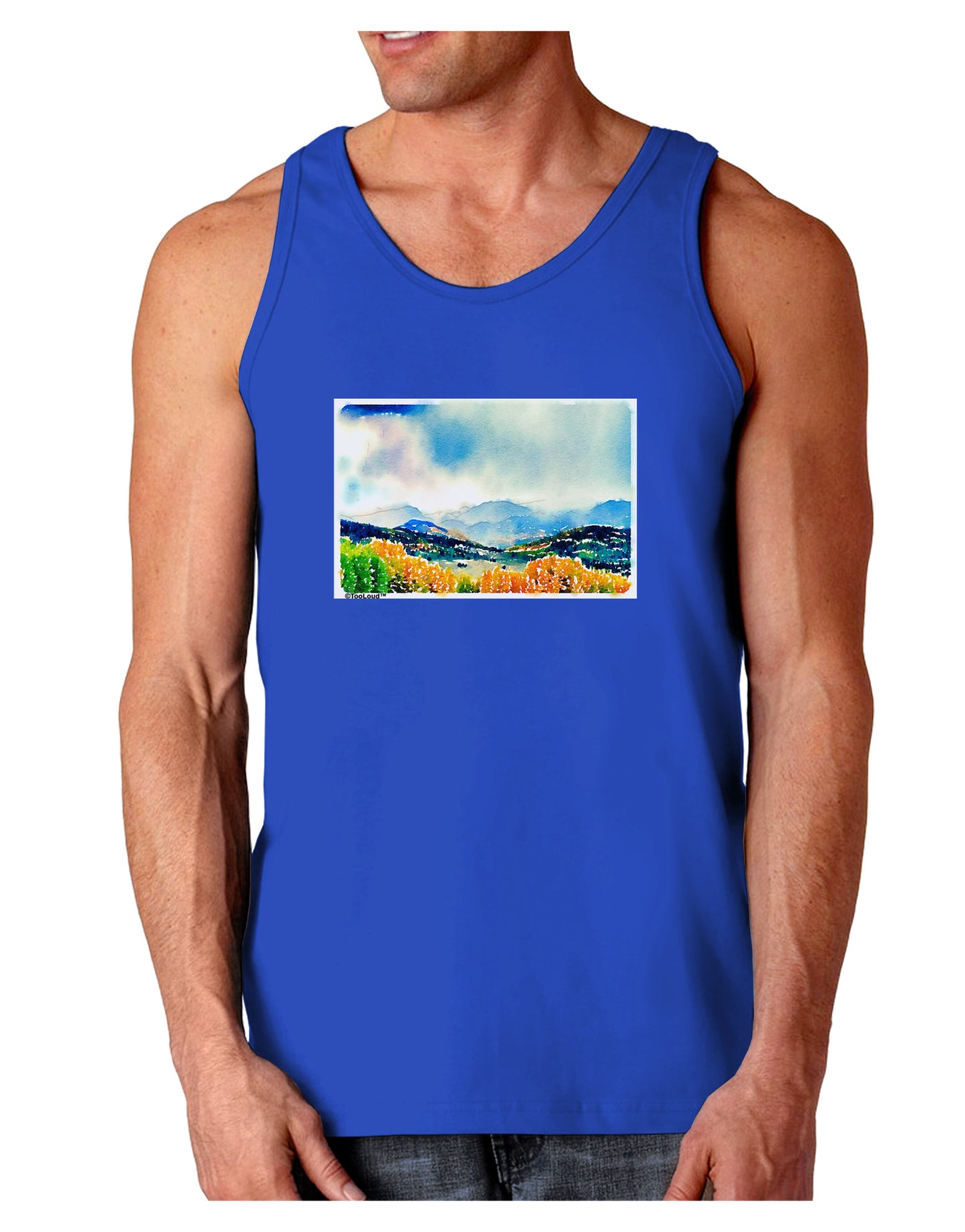 Colorado Mountain Scene Dark Loose Tank Top-Mens Loose Tank Top-TooLoud-Royal Blue-Small-Davson Sales