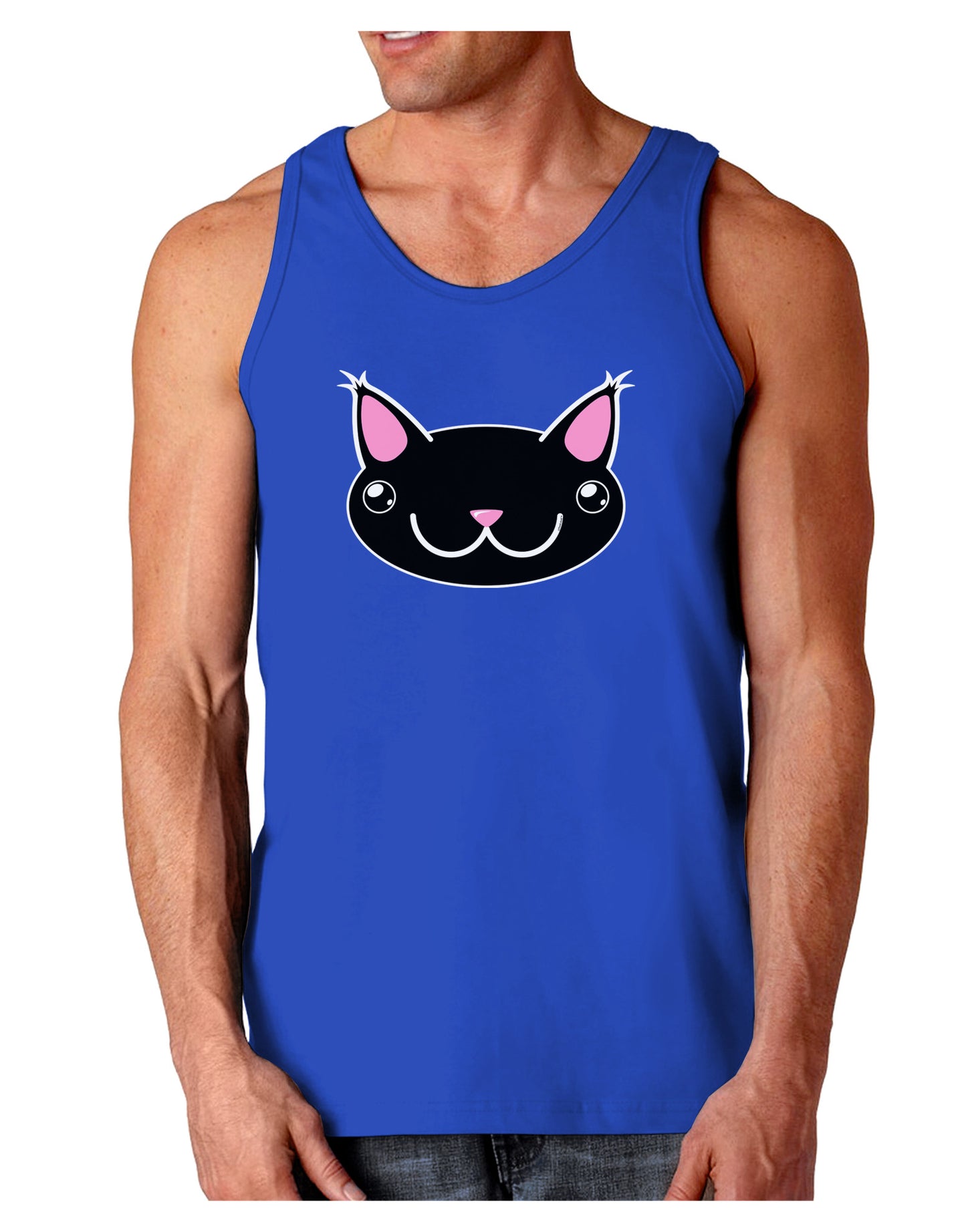 Kyu-T Head - Night Kawa the Cute Critter Dark Loose Tank Top-Mens Loose Tank Top-TooLoud-Royal Blue-Small-Davson Sales