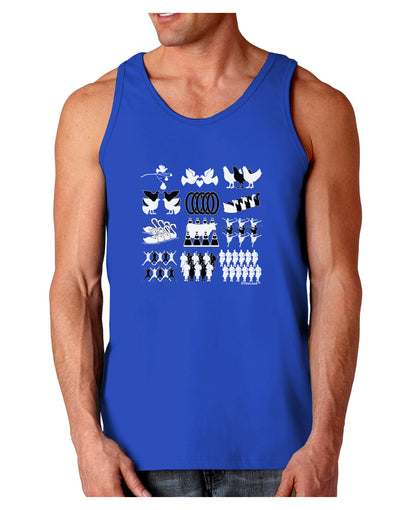 Twelve Days of Christmas Dark Loose Tank Top-Mens Loose Tank Top-TooLoud-Royal Blue-Small-Davson Sales