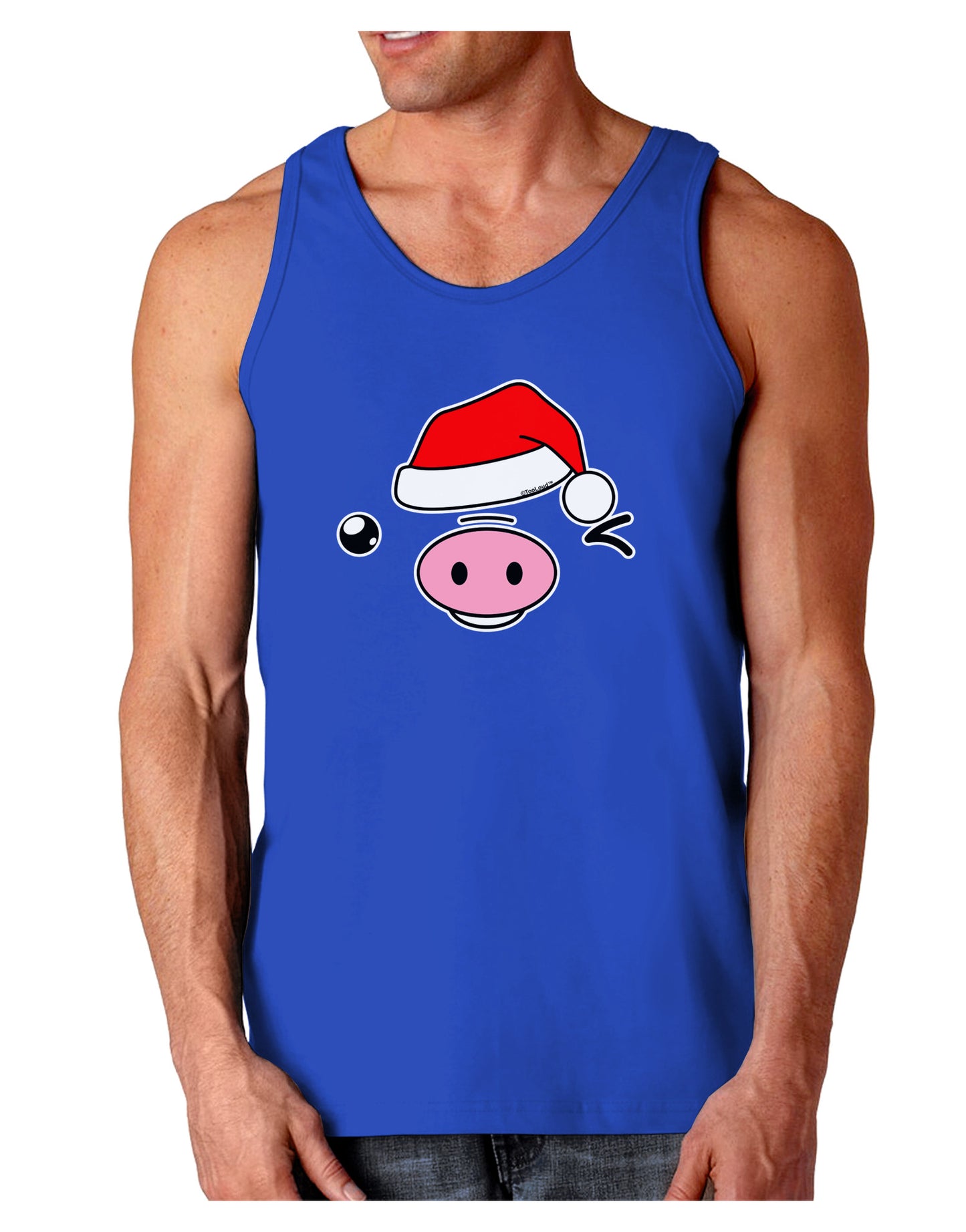 Kyu-T Face Oinkz Santa Hat Boy Pig Dark Loose Tank Top-Mens Loose Tank Top-TooLoud-Royal Blue-Small-Davson Sales