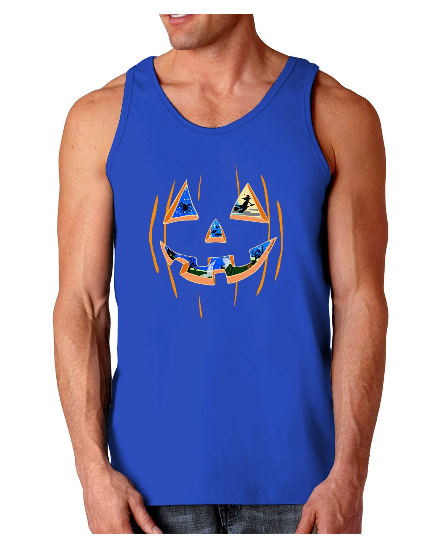Jack O Lanterns Point of View Pumpkin Dark Loose Tank Top-Mens Loose Tank Top-TooLoud-Royal Blue-Small-Davson Sales