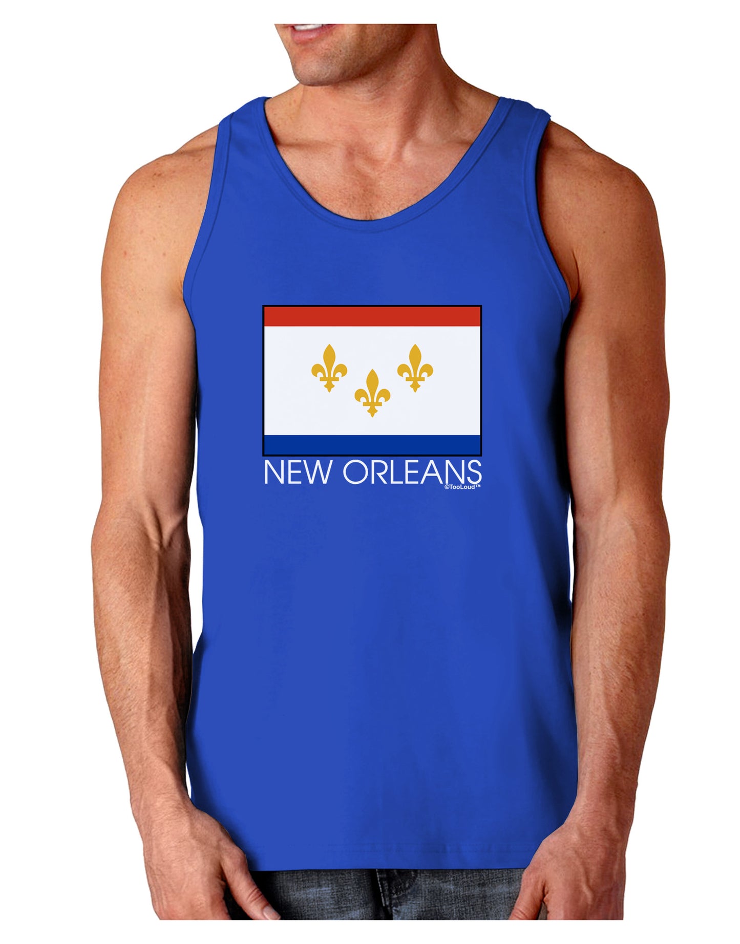 New Orleans Louisiana Flag Text Dark Loose Tank Top-Mens Loose Tank Top-TooLoud-Royal Blue-Small-Davson Sales