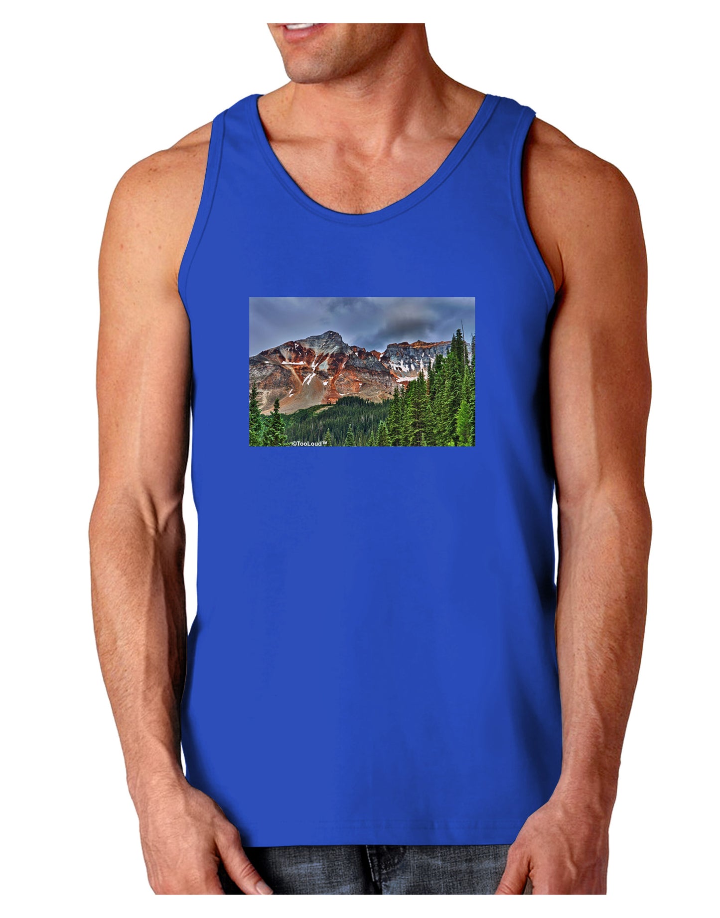 Colorado Mountains Forrest Dark Loose Tank Top-Mens Loose Tank Top-TooLoud-Royal Blue-Small-Davson Sales