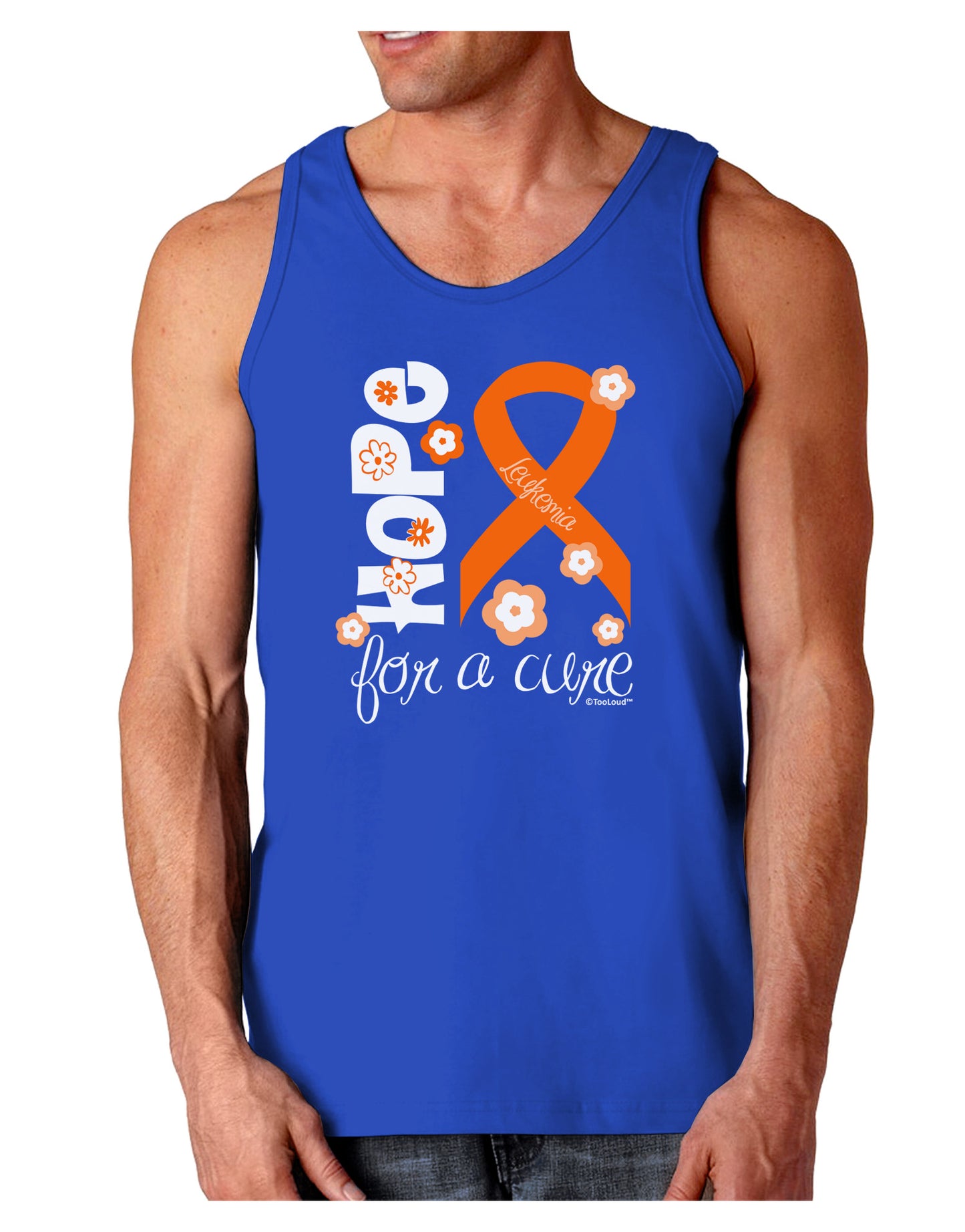 Hope for a Cure - Orange Ribbon Leukemia - Flowers Dark Loose Tank Top-Mens Loose Tank Top-TooLoud-Royal Blue-Small-Davson Sales