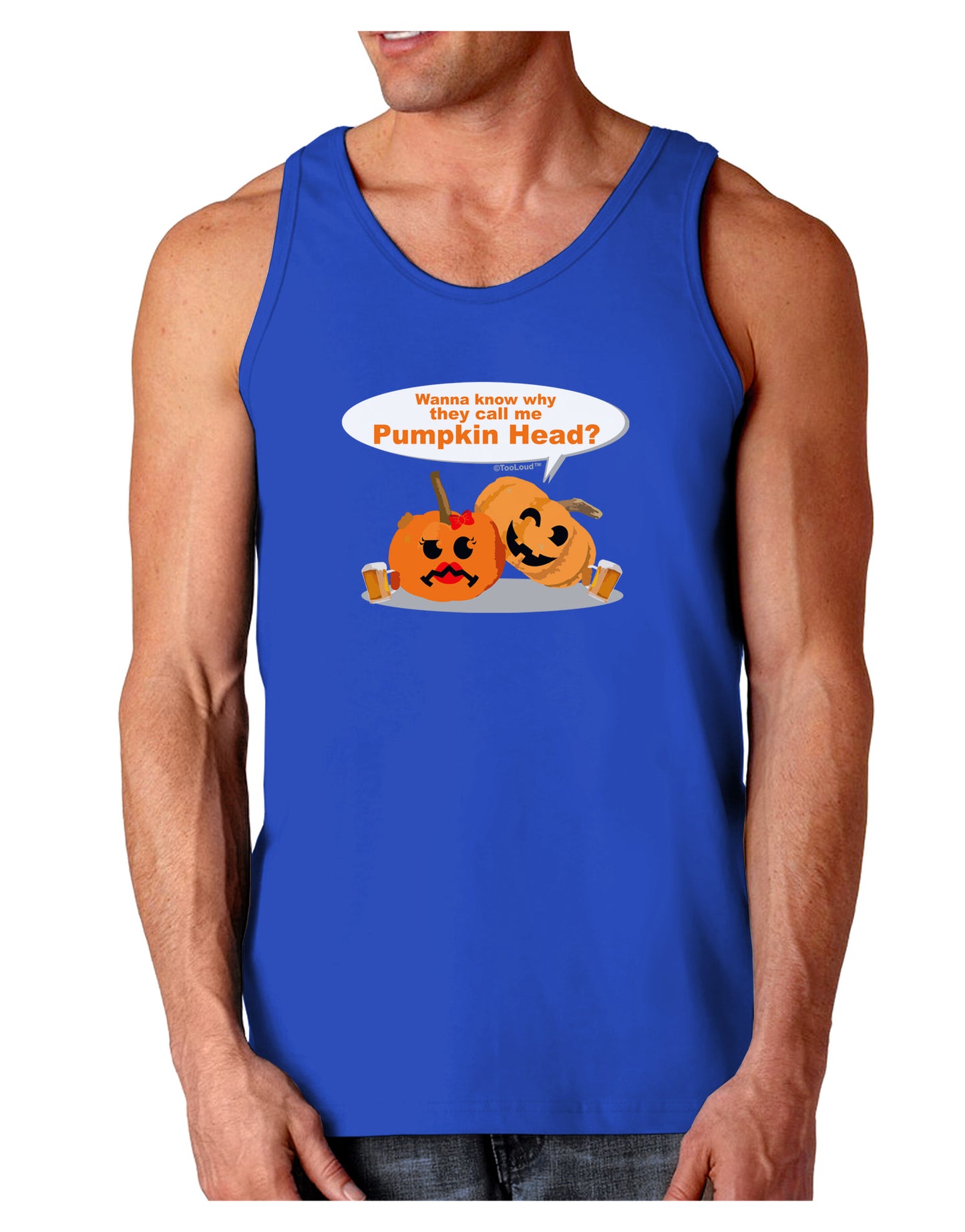Pumpkin Head Dark Loose Tank Top-Mens Loose Tank Top-TooLoud-Royal Blue-Small-Davson Sales