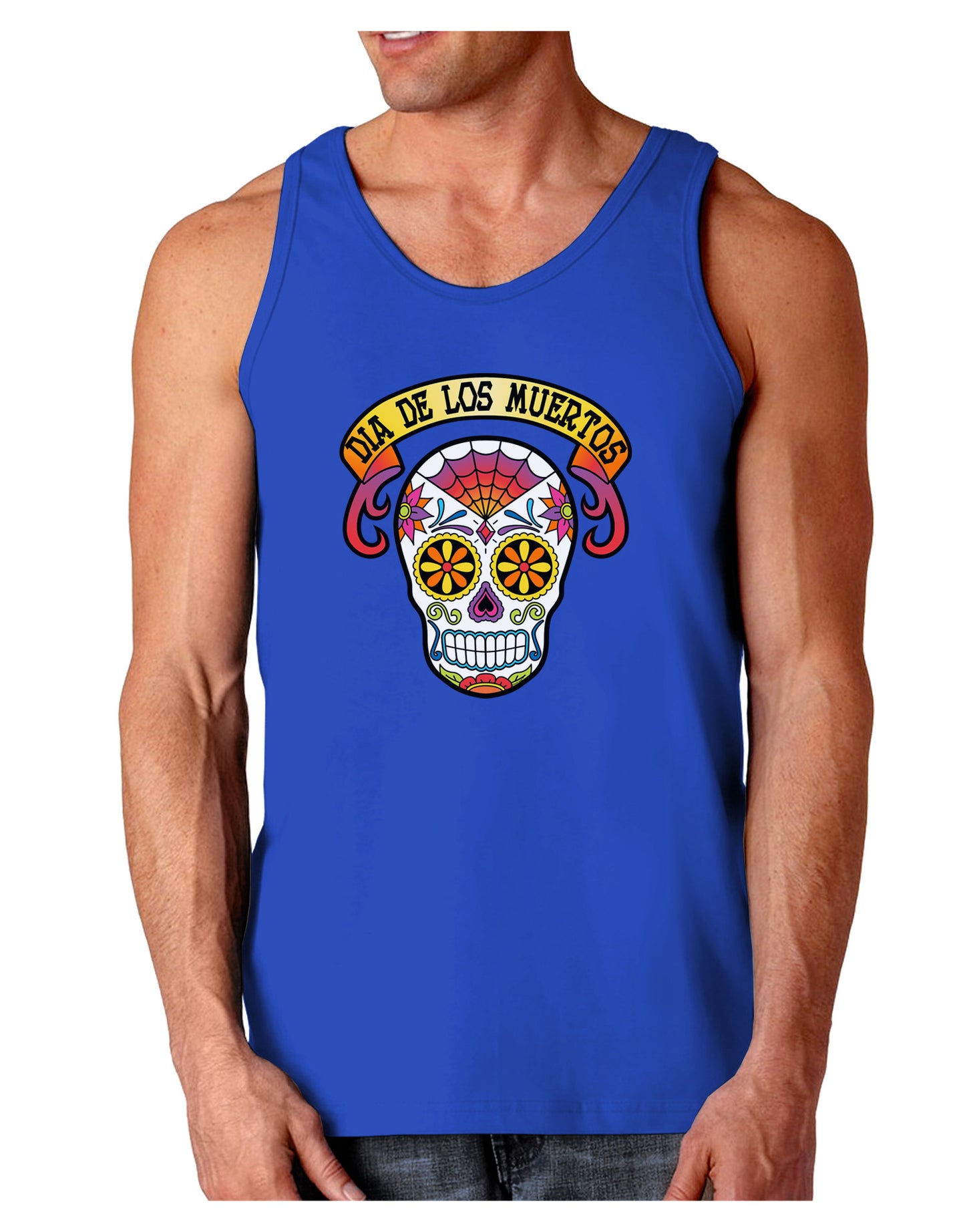 Dia de los Muertos Calavera Dark Loose Tank Top-Mens Loose Tank Top-TooLoud-Royal Blue-Small-Davson Sales