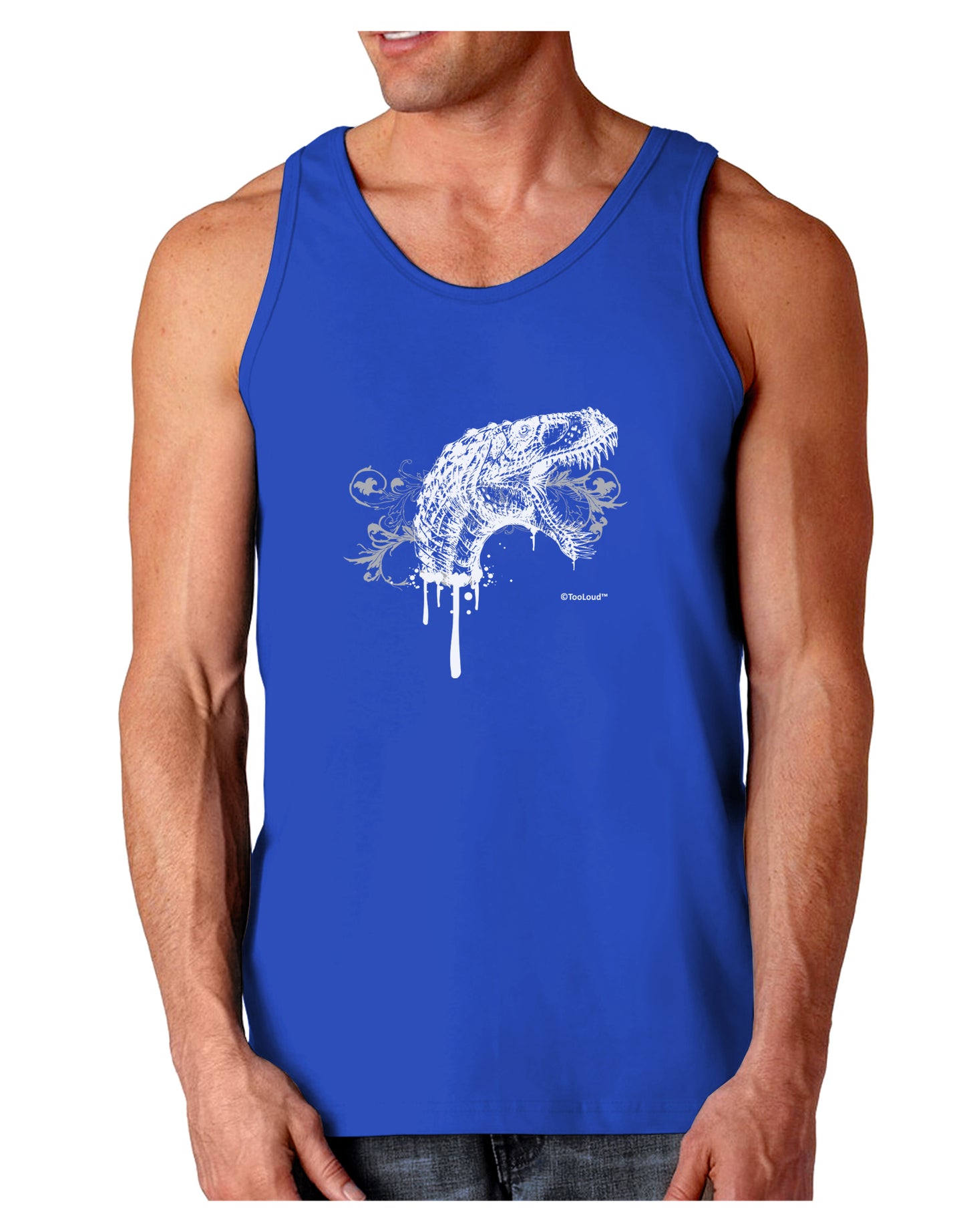 Artistic Ink Style Dinosaur Head Design Dark Loose Tank Top by TooLoud-Mens Loose Tank Top-TooLoud-Royal Blue-Small-Davson Sales
