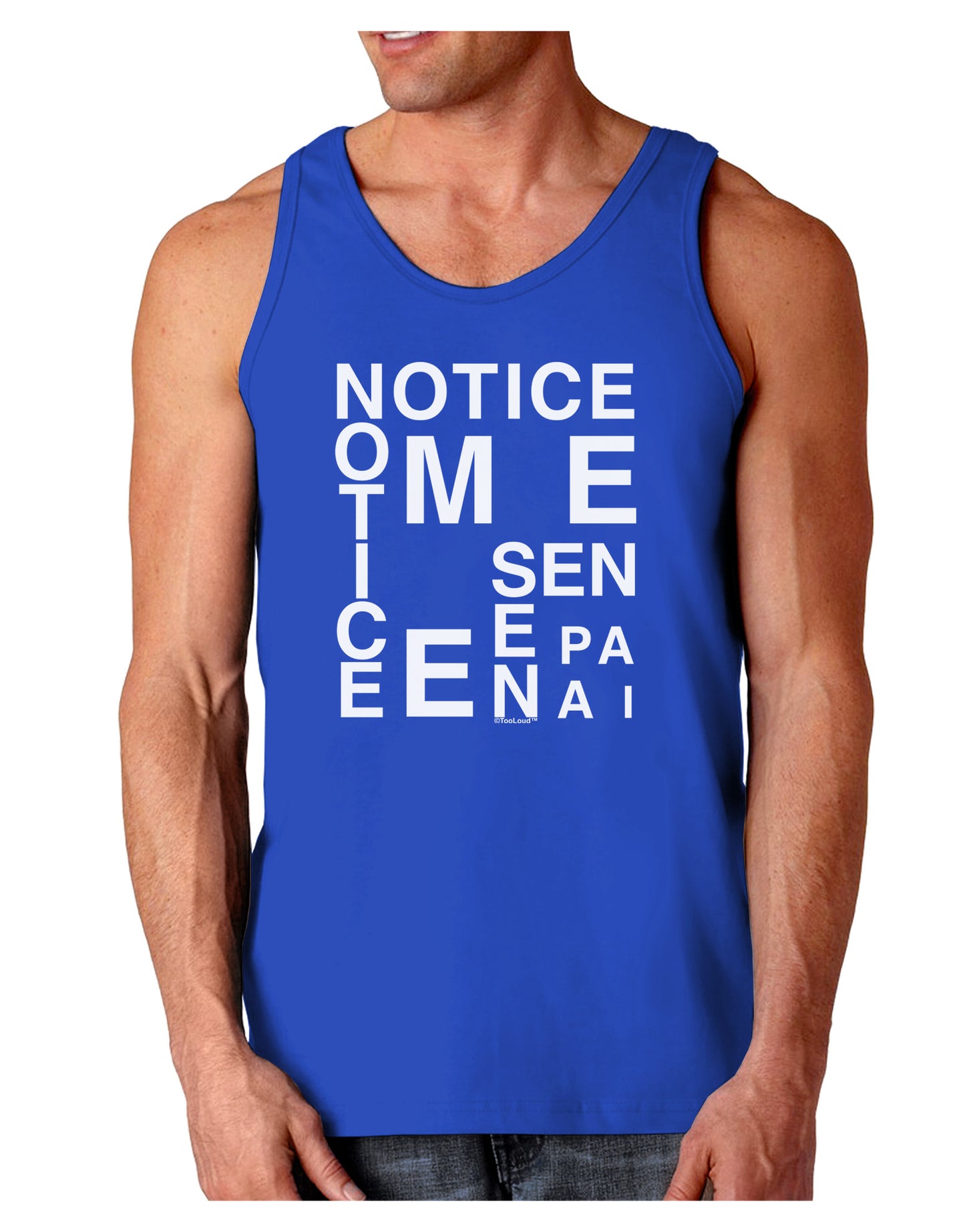 Notice Me Senpai Artistic Text Dark Loose Tank Top-Mens Loose Tank Top-TooLoud-Royal Blue-Small-Davson Sales
