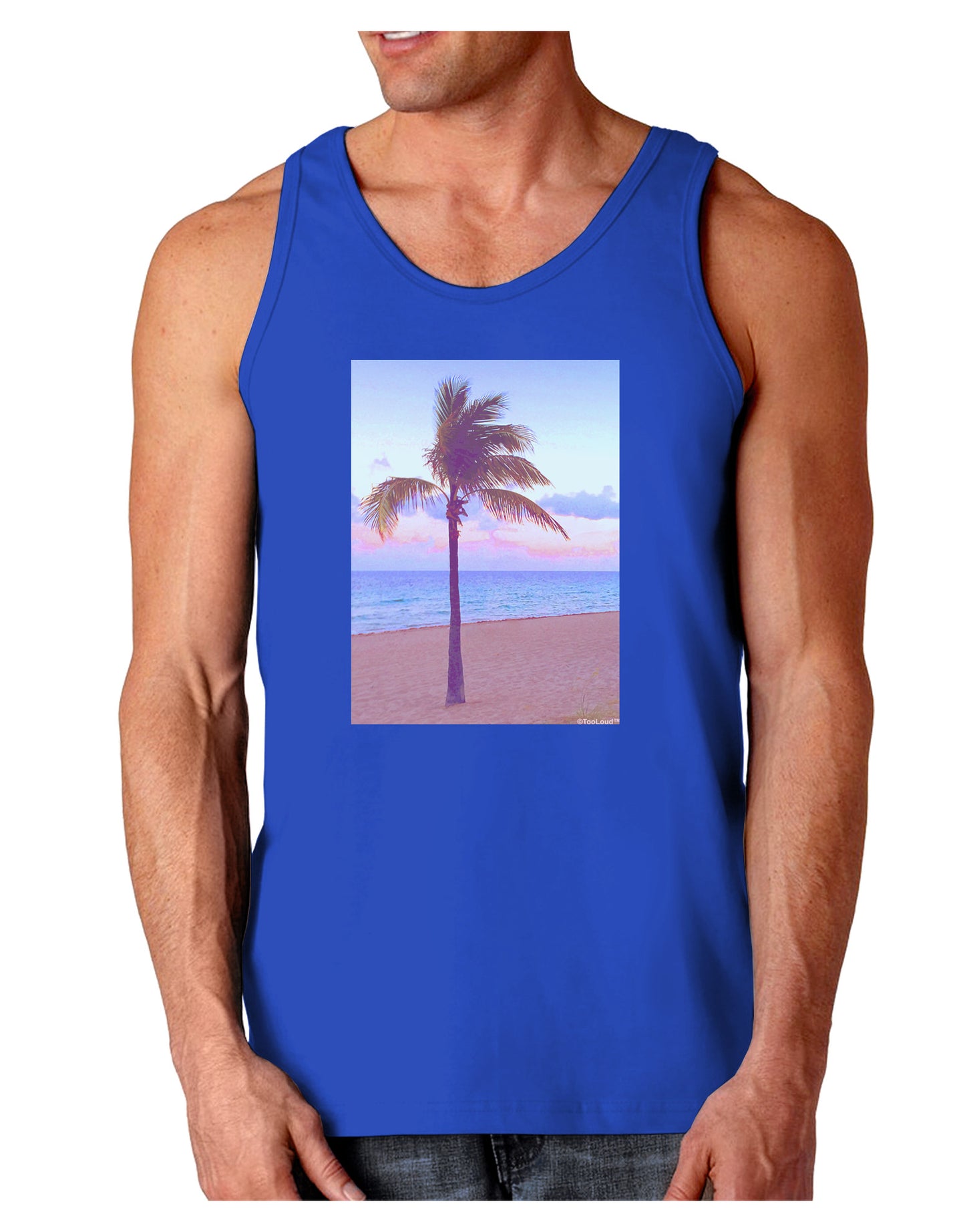 Palm Tree Beach Filter Dark Loose Tank Top-Mens Loose Tank Top-TooLoud-Royal Blue-Small-Davson Sales