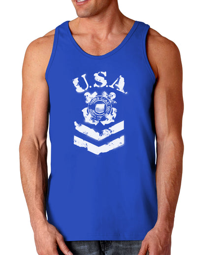 USA Military Coast Guard Stencil Logo Dark Loose Tank Top-Mens Loose Tank Top-TooLoud-Royal Blue-Small-Davson Sales