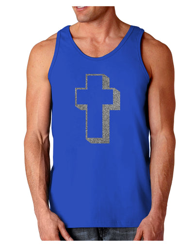 Simple Cross Design Glitter - Silver Dark Loose Tank Top by TooLoud-Mens Loose Tank Top-TooLoud-Royal Blue-Small-Davson Sales