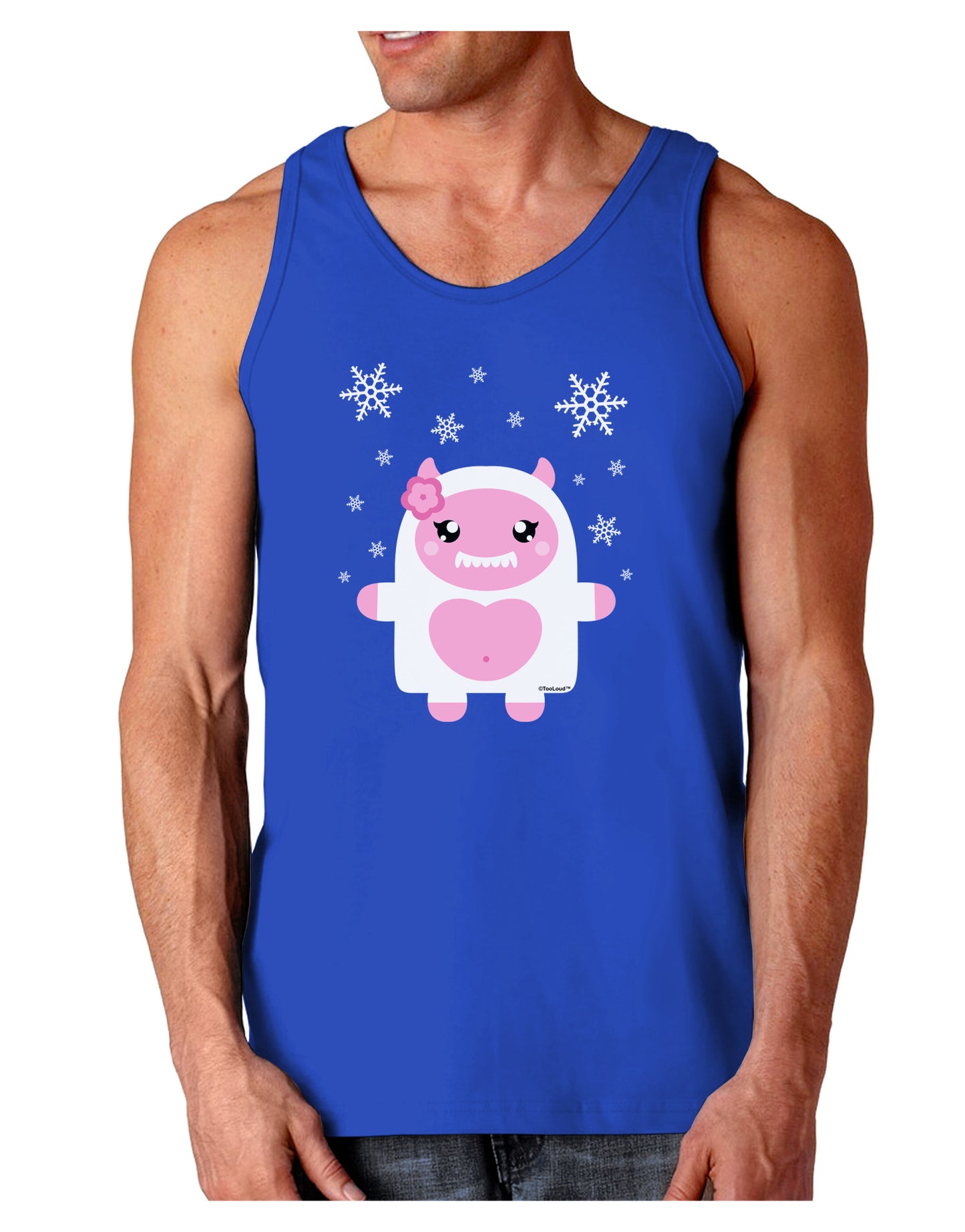 Cute Abominable Snowman Girl Yeti - Christmas Dark Loose Tank Top-Mens Loose Tank Top-TooLoud-Royal Blue-Small-Davson Sales