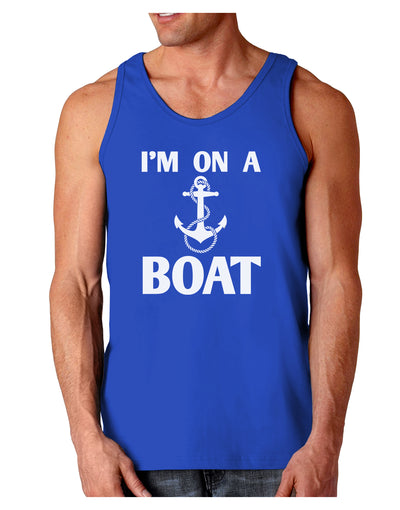 I'm on a BOAT Dark Loose Tank Top-Mens Loose Tank Top-TooLoud-Royal Blue-Small-Davson Sales