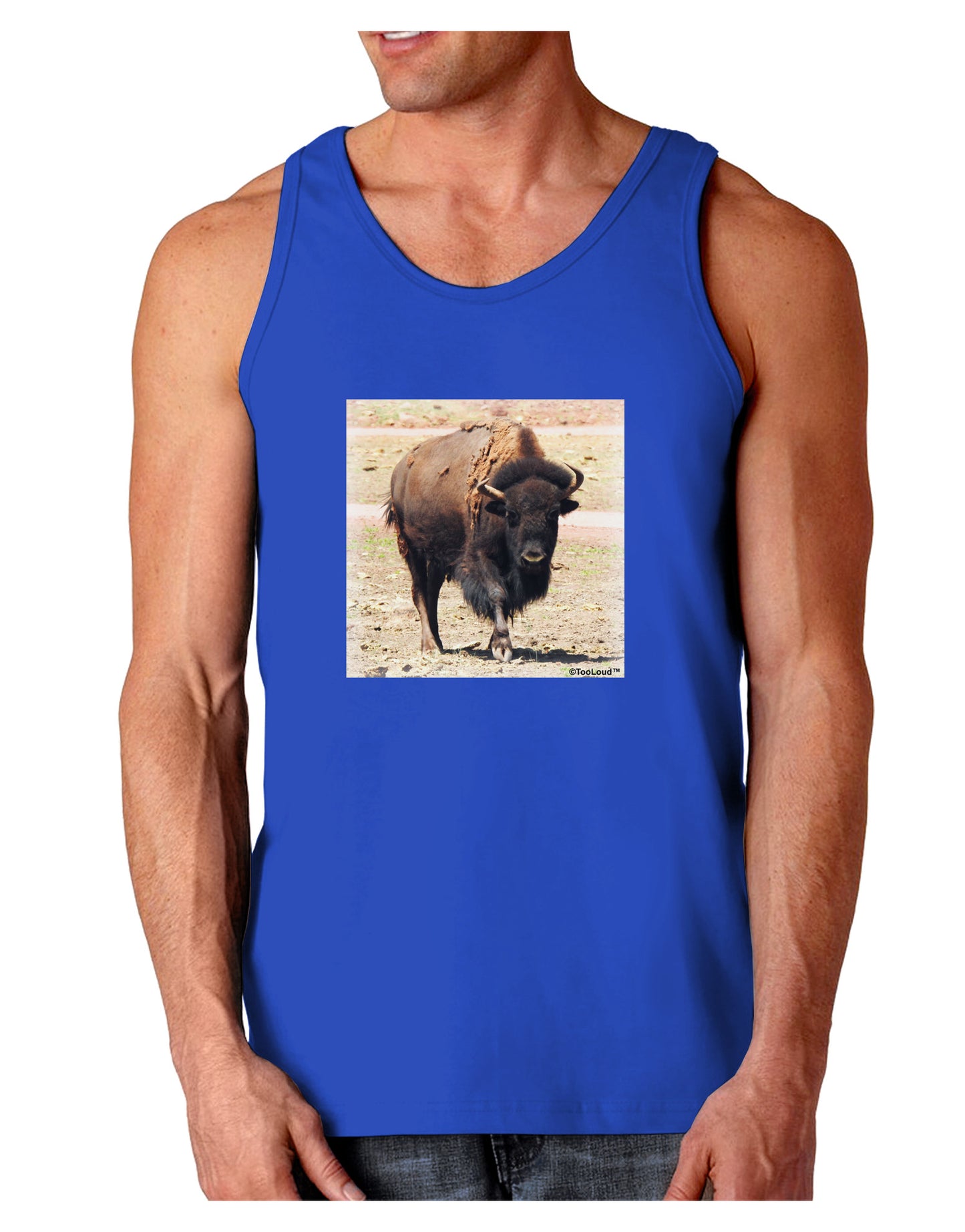 Strong Bison Dark Loose Tank Top-Mens Loose Tank Top-TooLoud-Royal Blue-Small-Davson Sales