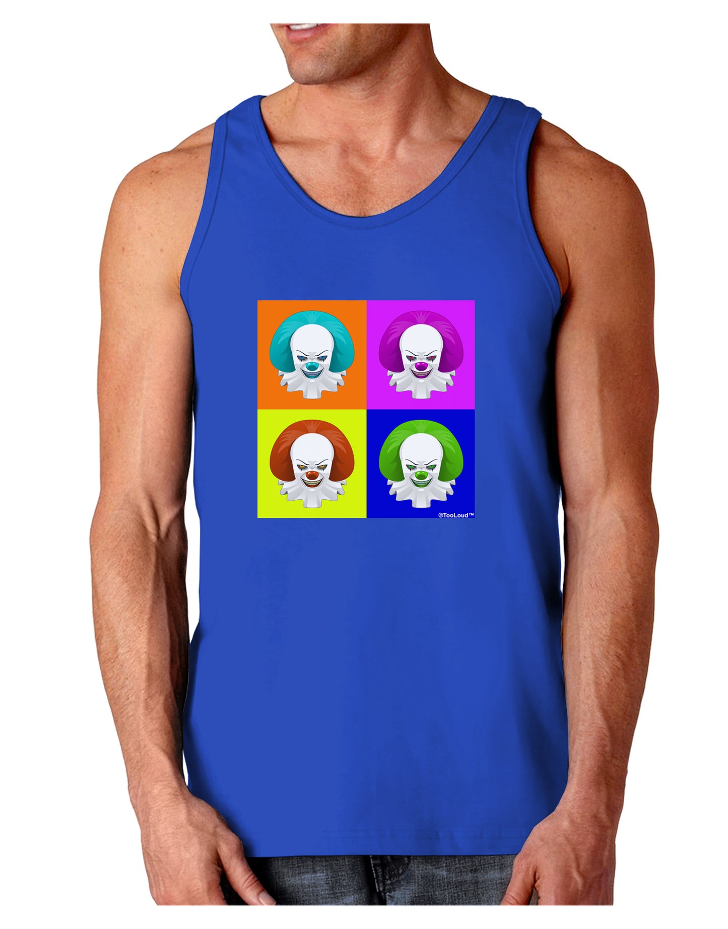 Clown Face Pop Art Dark Loose Tank Top-Mens Loose Tank Top-TooLoud-Royal Blue-Small-Davson Sales