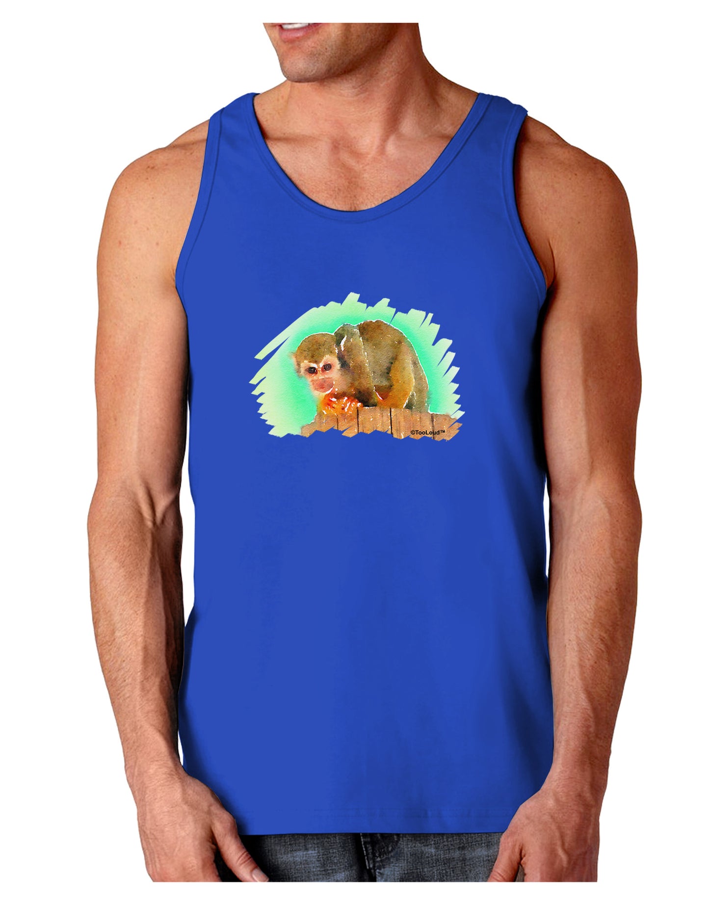 Squirrel Monkey Watercolor Dark Loose Tank Top-Mens Loose Tank Top-TooLoud-Royal Blue-Small-Davson Sales