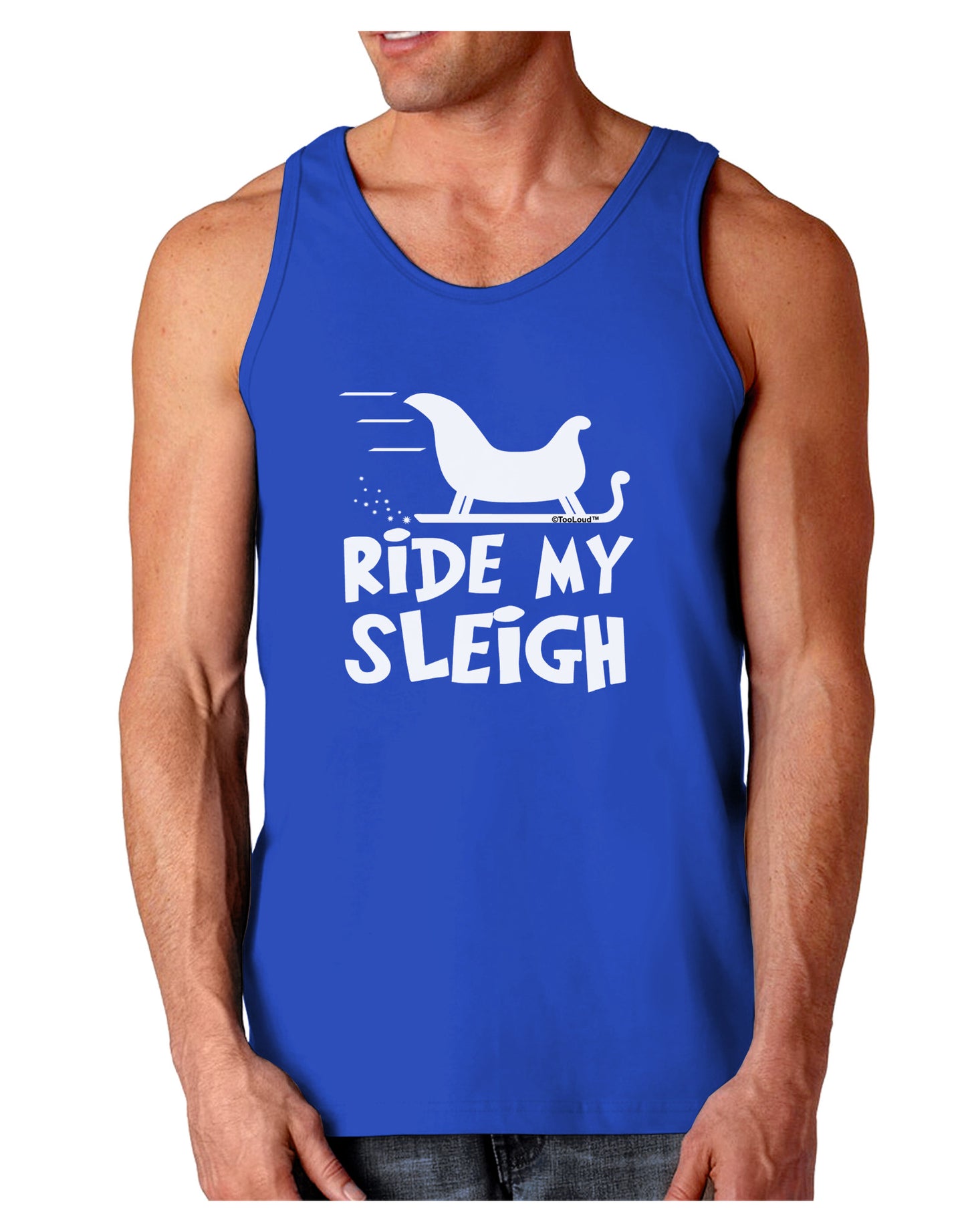 Ride My Sleigh BnW Dark Loose Tank Top-Mens Loose Tank Top-TooLoud-Royal Blue-Small-Davson Sales