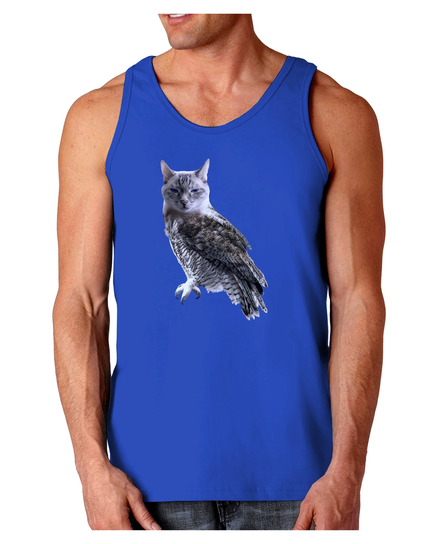 Lucky Cat Owl Dark Loose Tank Top-Mens Loose Tank Top-TooLoud-Royal Blue-Small-Davson Sales