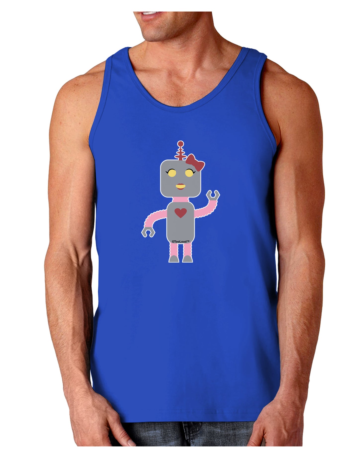 Cute Robot Female Dark Loose Tank Top-Mens Loose Tank Top-TooLoud-Royal Blue-Small-Davson Sales