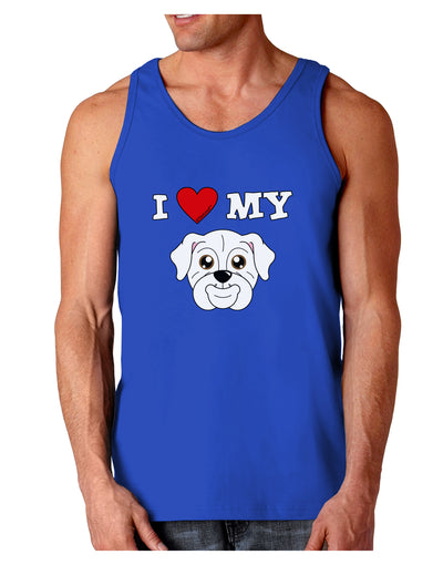 I Heart My - Cute Bulldog - White Dark Loose Tank Top by TooLoud-Mens Loose Tank Top-TooLoud-Royal Blue-Small-Davson Sales