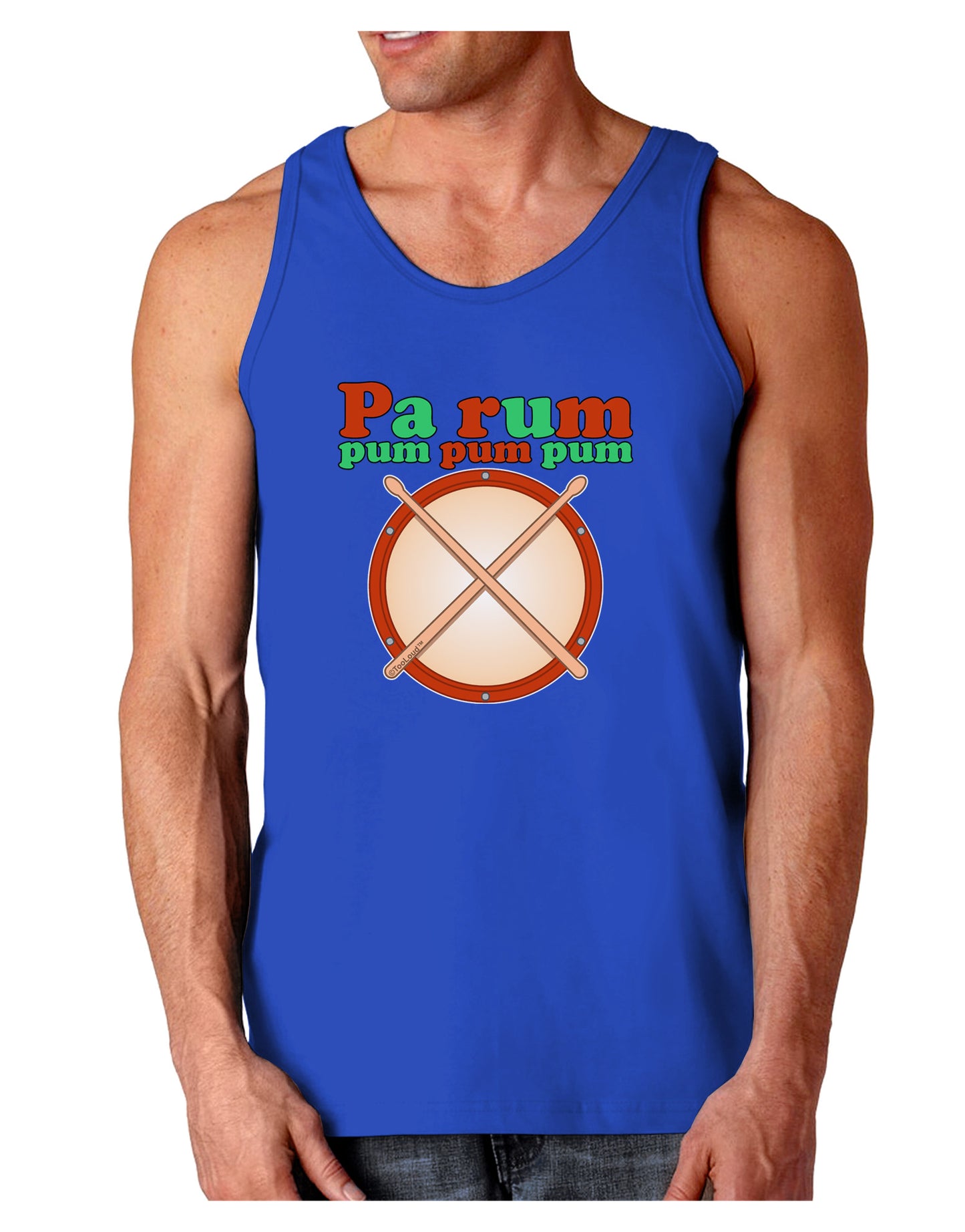 Pa Rum Pum Pum Pum Dark Loose Tank Top-Mens Loose Tank Top-TooLoud-Royal Blue-Small-Davson Sales