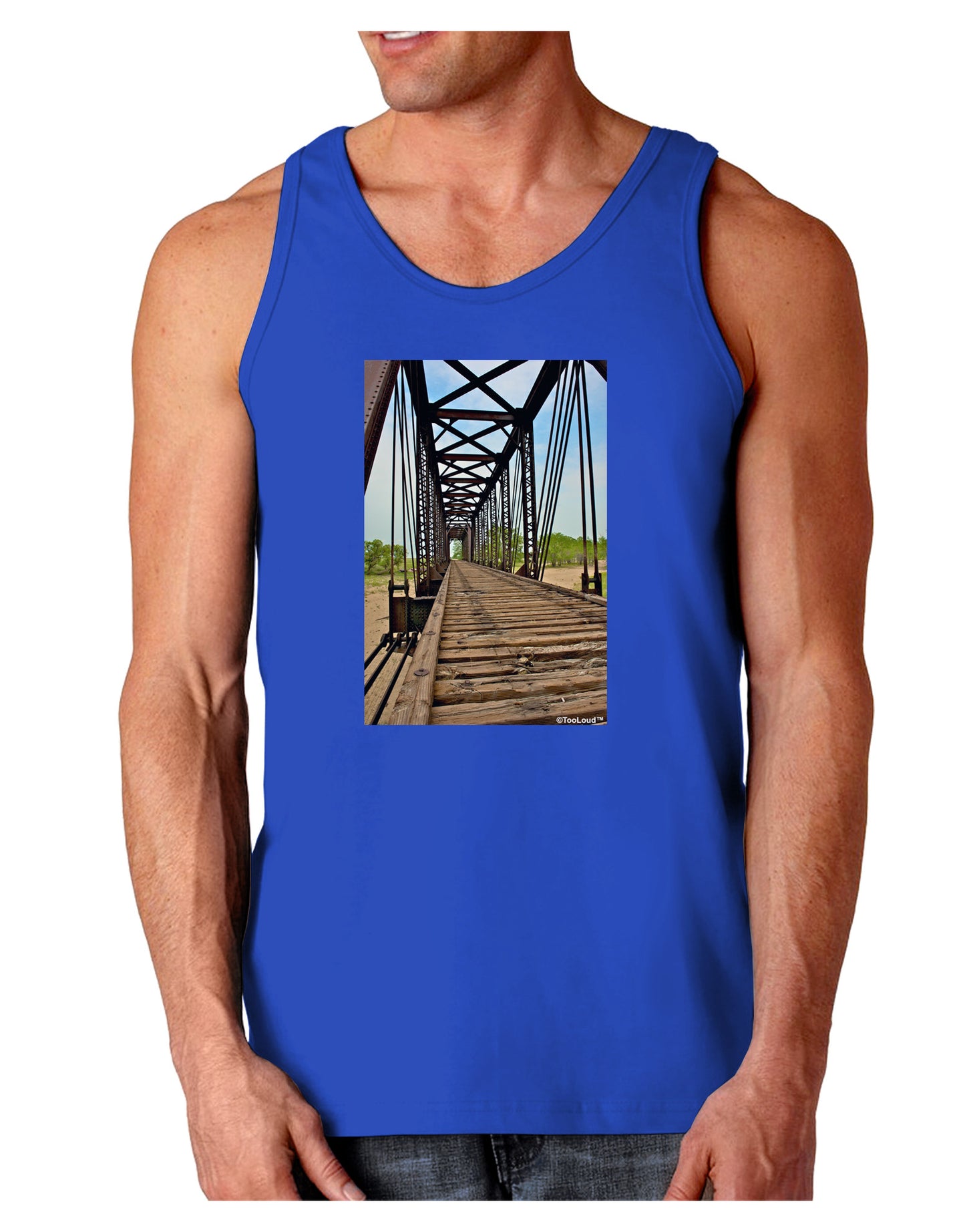 Colorado Landscape Bridge Dark Loose Tank Top-Mens Loose Tank Top-TooLoud-Royal Blue-Small-Davson Sales