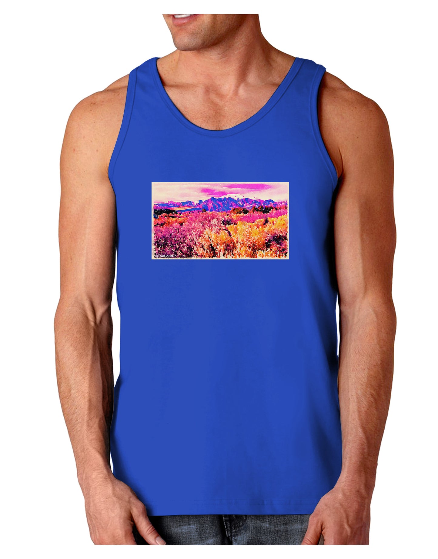Colorful Colorado Mountains Dark Loose Tank Top-Mens Loose Tank Top-TooLoud-Royal Blue-Small-Davson Sales