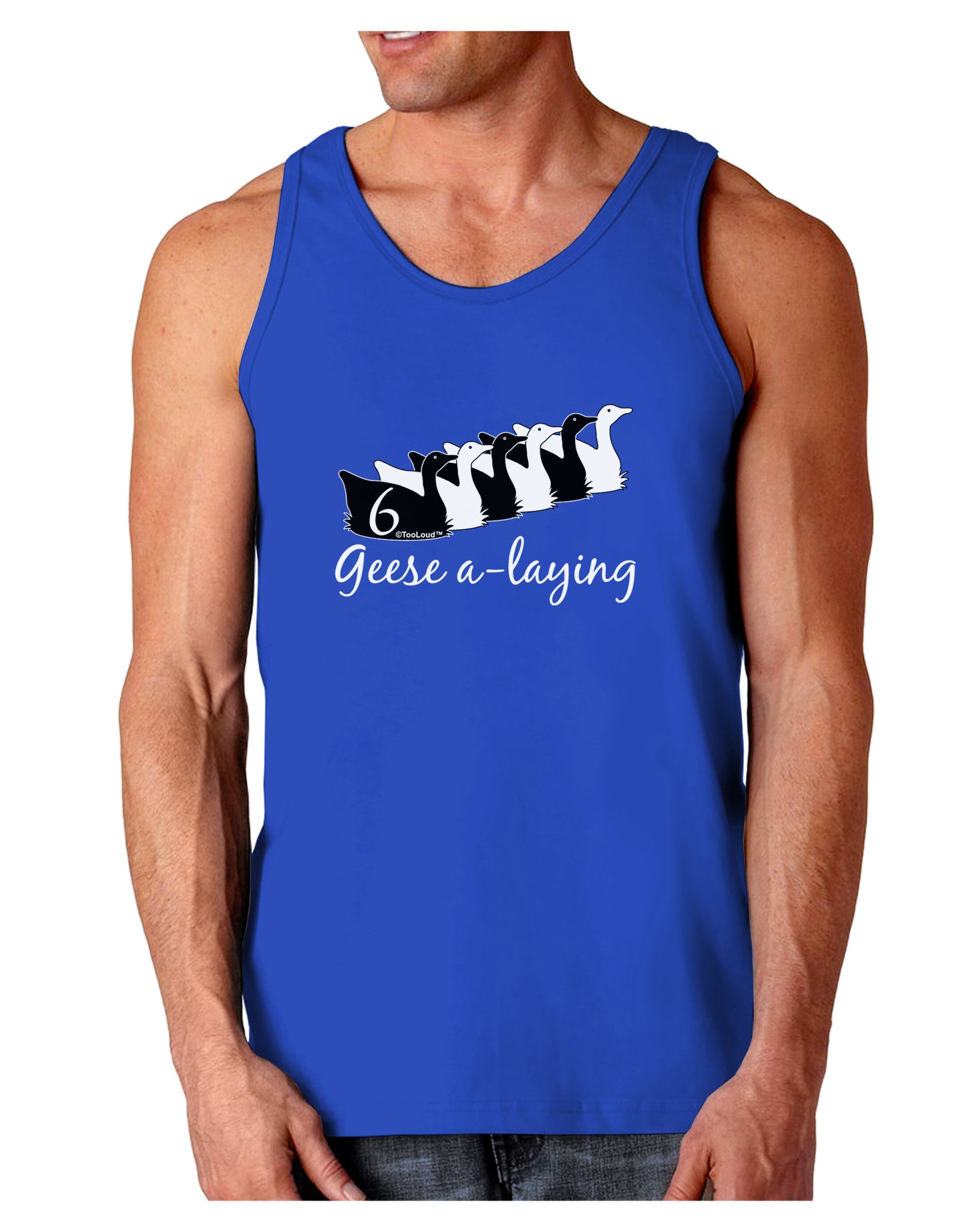 Six Geese A laying Text Dark Loose Tank Top-Mens Loose Tank Top-TooLoud-Royal Blue-Small-Davson Sales