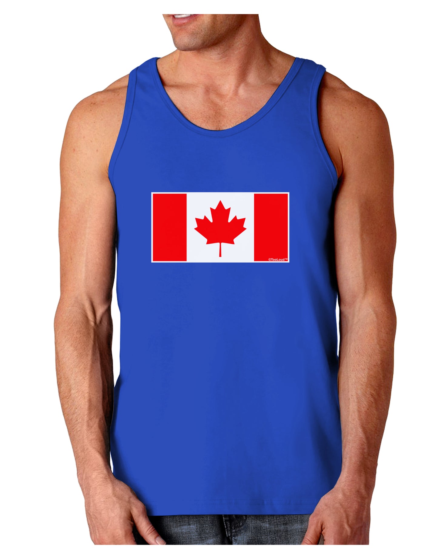 Canadian Flag Maple Leaf Colors Dark Loose Tank Top-Mens Loose Tank Top-TooLoud-Royal Blue-Small-Davson Sales