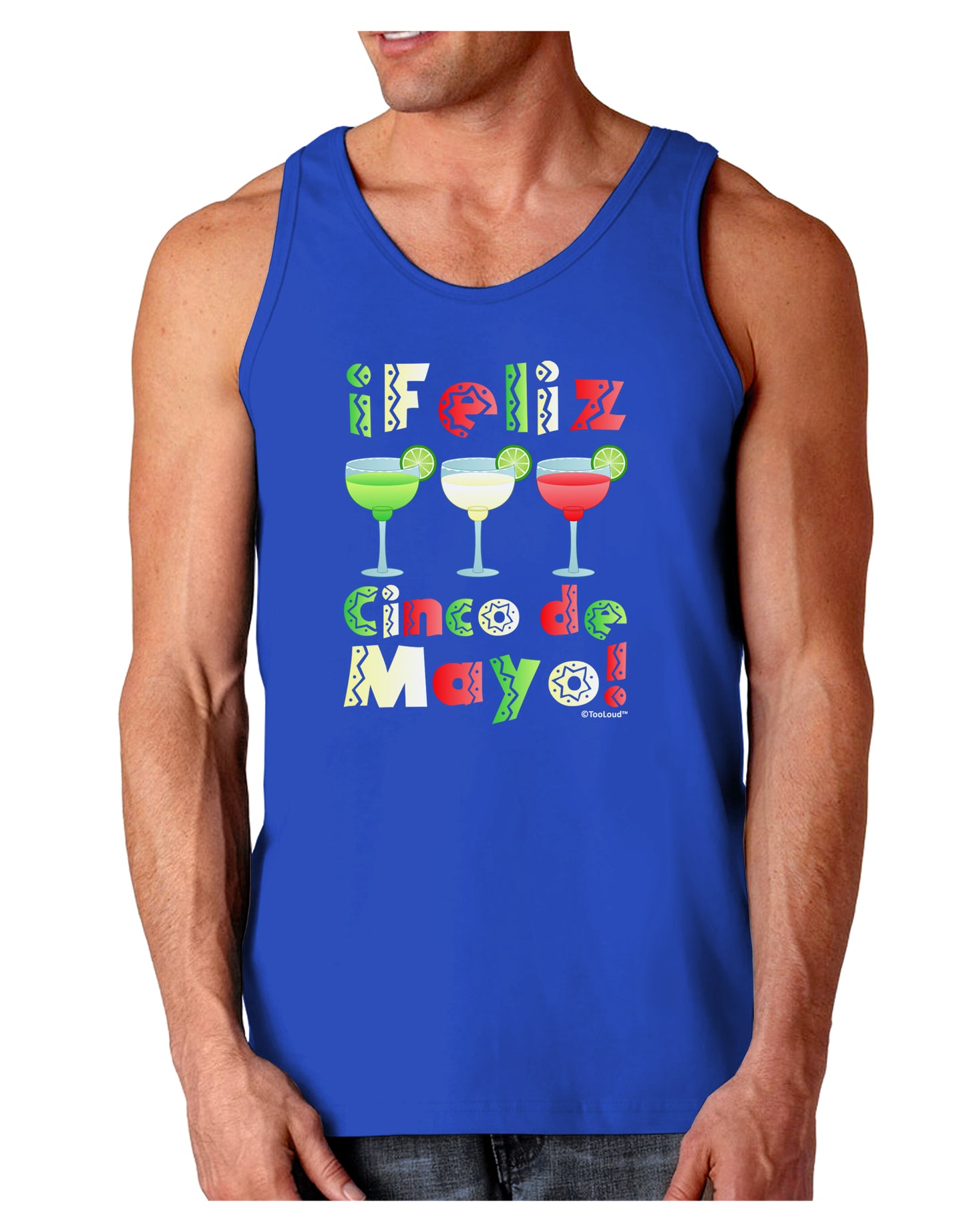 Margaritas - Mexican Flag Colors - Feliz Cinco de Mayo Dark Loose Tank Top by TooLoud-Mens Loose Tank Top-TooLoud-Royal Blue-Small-Davson Sales