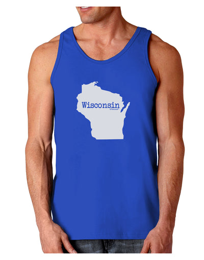 Wisconsin - United States Shape Dark Loose Tank Top-Mens Loose Tank Top-TooLoud-Royal Blue-Small-Davson Sales