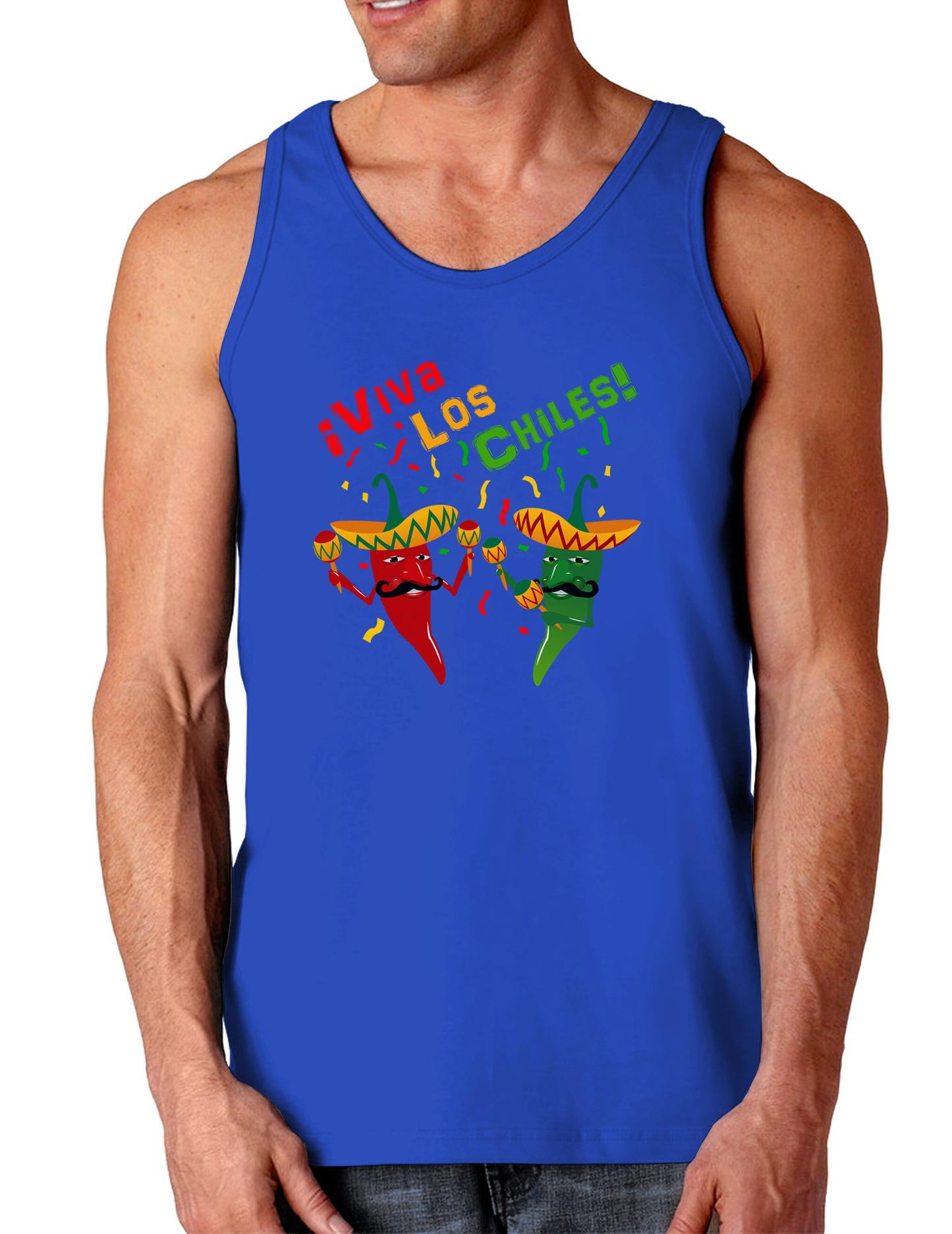 Viva Los Chiles Dark Loose Tank Top-Mens Loose Tank Top-TooLoud-Royal Blue-Small-Davson Sales