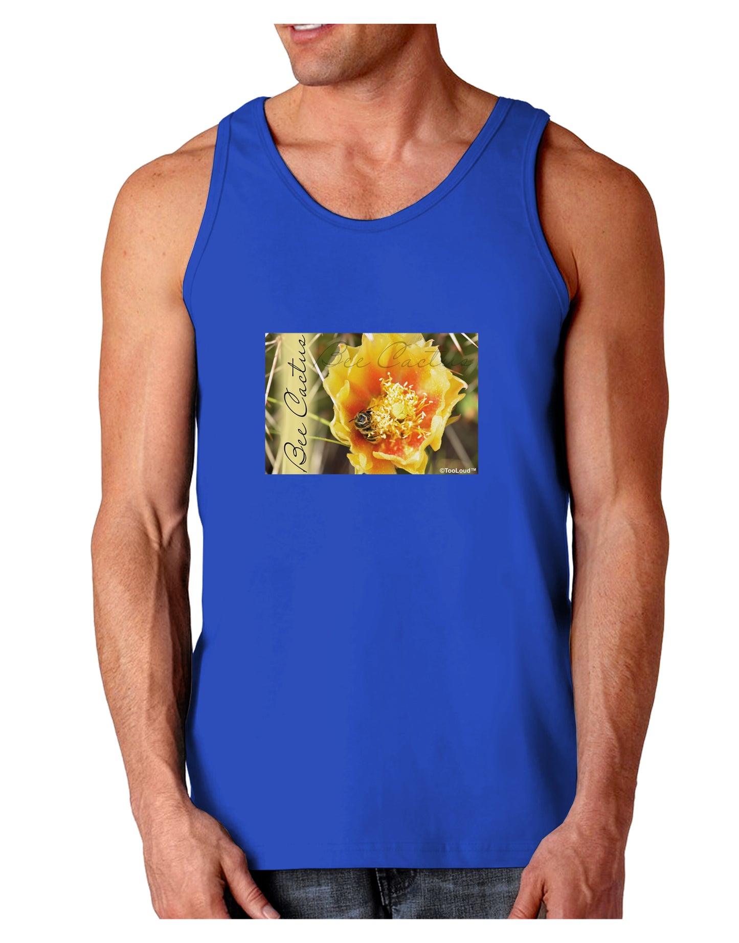 Bee Cactus with Text Dark Loose Tank Top-Mens Loose Tank Top-TooLoud-Royal Blue-Small-Davson Sales